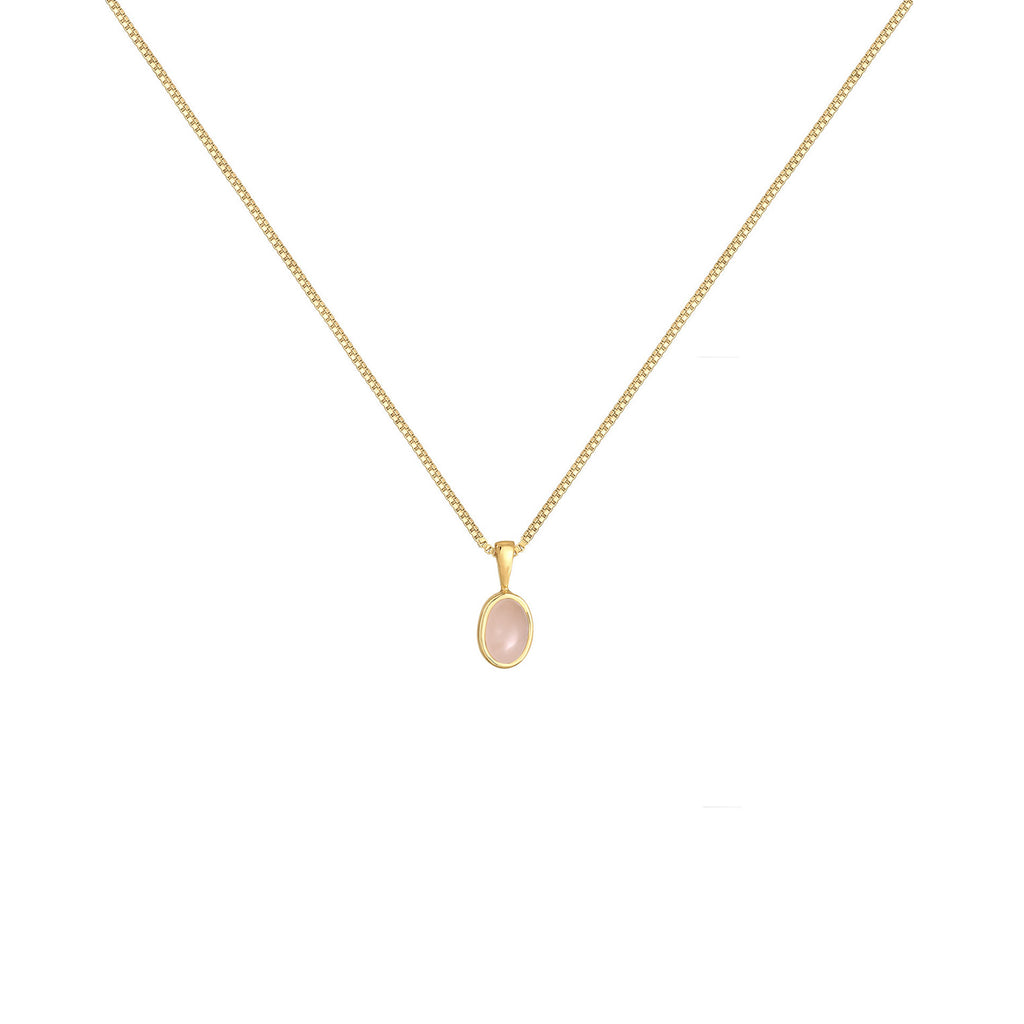 Gold - Elli PREMIUM | Venezianer-Halskette | Quarz ( Rosa ) | 925 Sterling Silber vergoldet