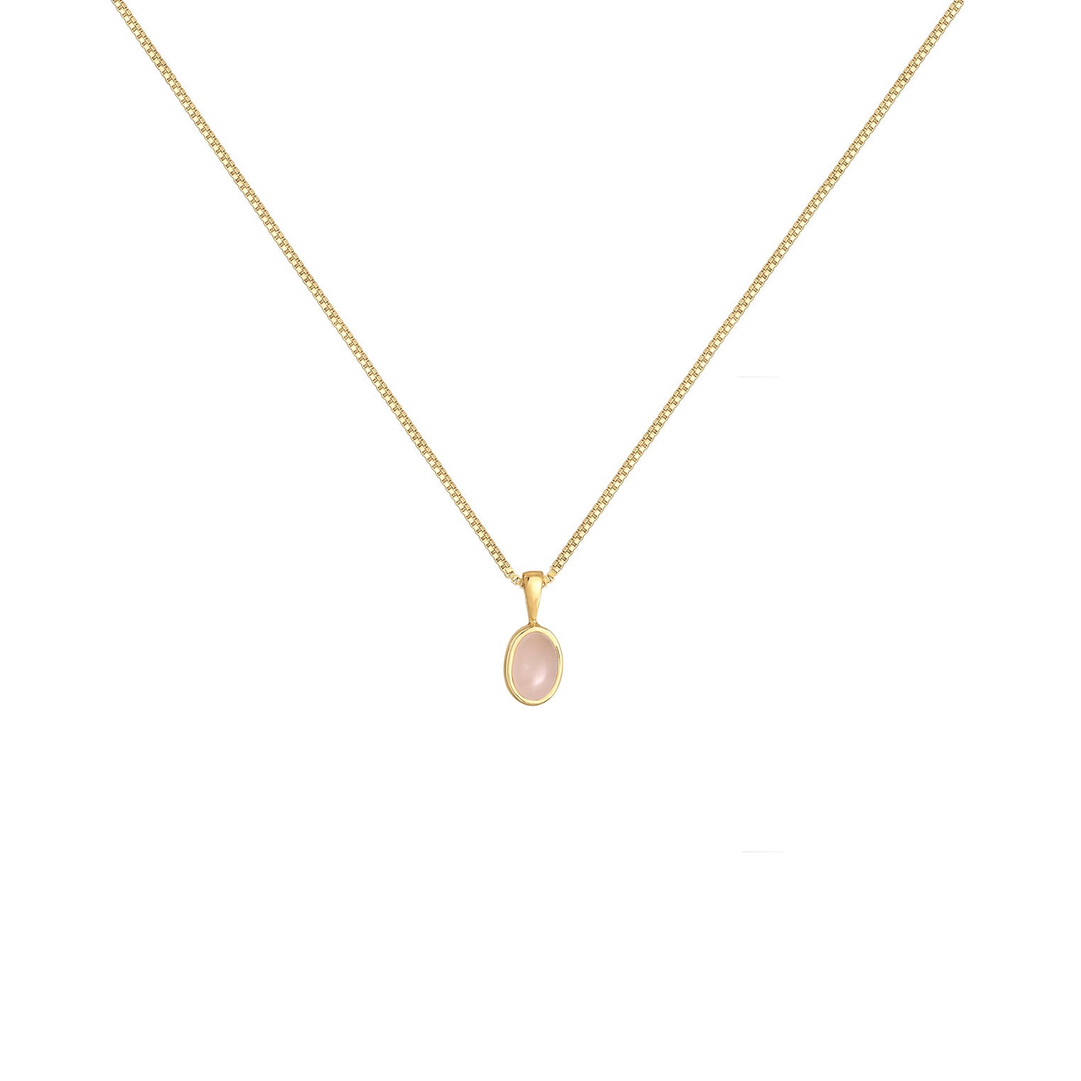 Gold - Elli PREMIUM | Venezianer-Halskette | Quarz ( Rosa ) | 925 Sterling Silber vergoldet