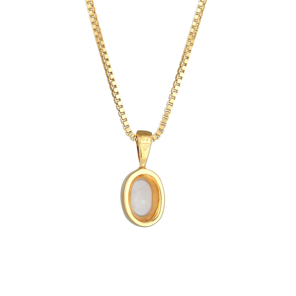 Gold - Elli PREMIUM | Venezianer-Halskette | Quarz ( Rosa ) | 925 Sterling Silber vergoldet