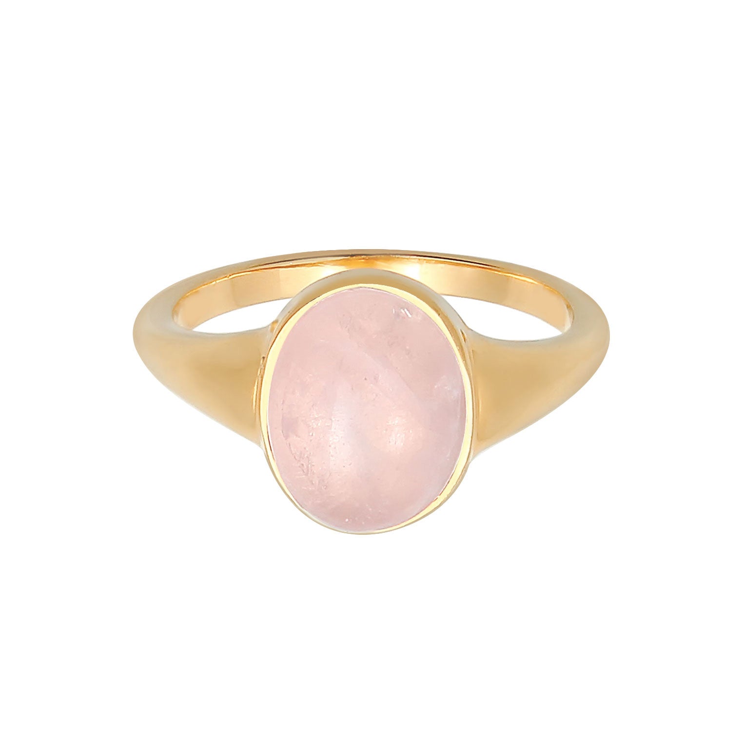 Gold - Elli | Siegelring | Quarz ( Rosa ) | 925 Sterling Silber vergoldet