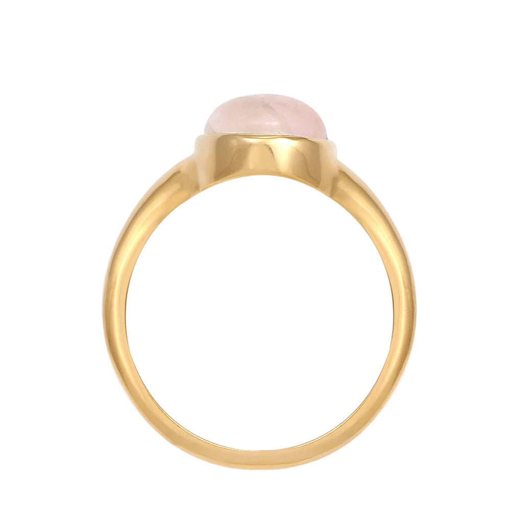 Gold - Elli | Siegelring | Quarz ( Rosa ) | 925 Sterling Silber vergoldet