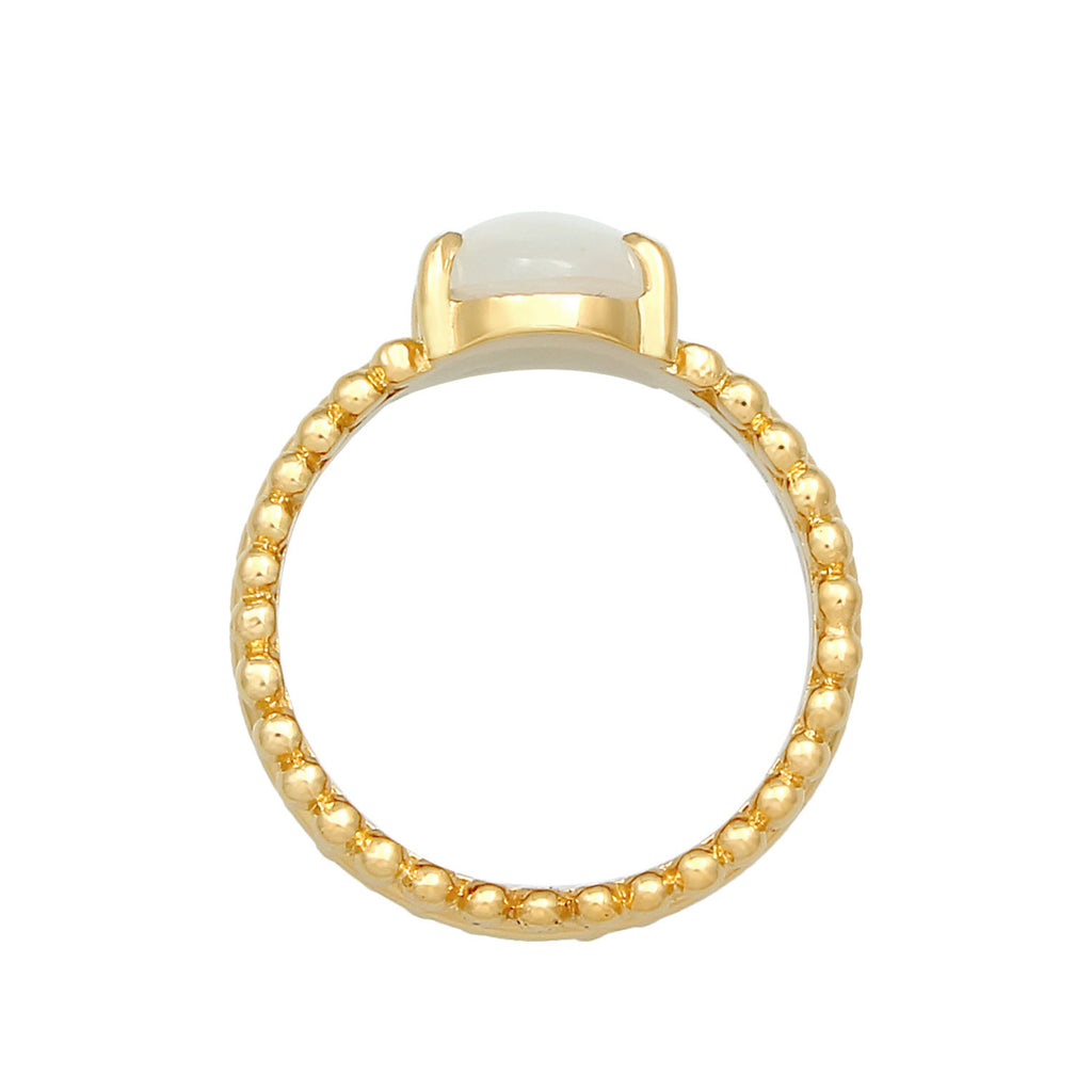 Gold - Elli PREMIUM | Ring | Mondstein ( Weiß ) | 925 Sterling Silber vergoldet