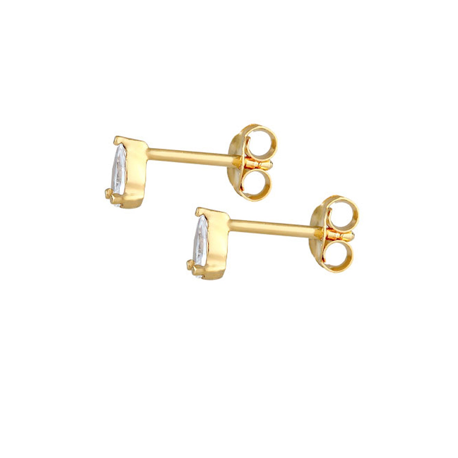 Gold - Elli | Ohrstecker Tropfen | Zirkonia ( Weiß ) | 925 Sterling Silber vergoldet