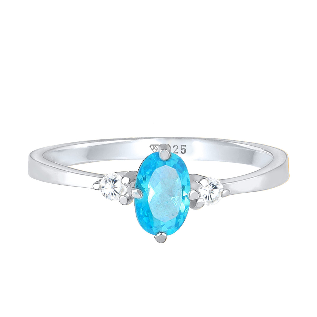 Silber - Elli | Ring | Zirkonia ( Hellblau ) | 925er Sterling Silber