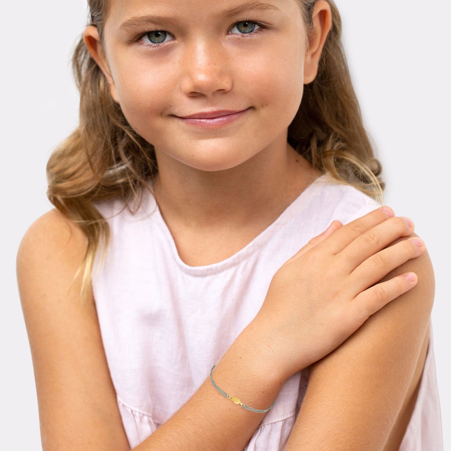 Gold - Elli | Mutter-Kind-Armbandset Feder | 925 Sterling Silber vergoldet