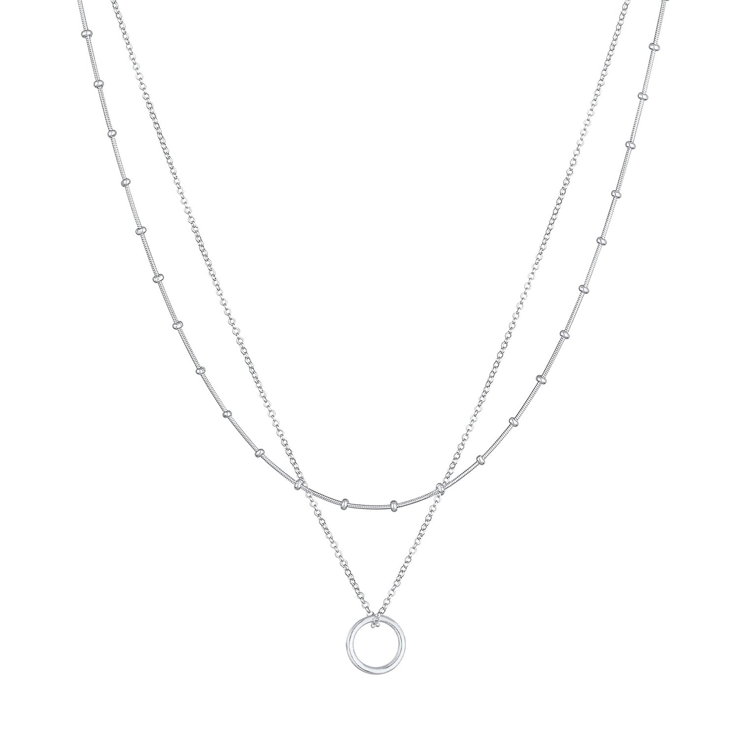 Silber - Elli | Layer-Halskette Kreis | 925er Sterling Silber