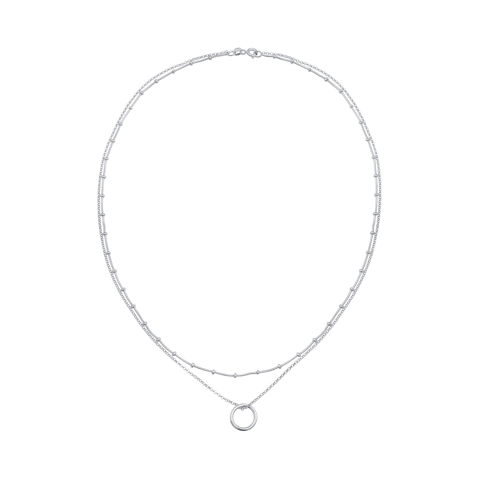 Silber - Elli | Layer-Halskette Kreis | 925er Sterling Silber