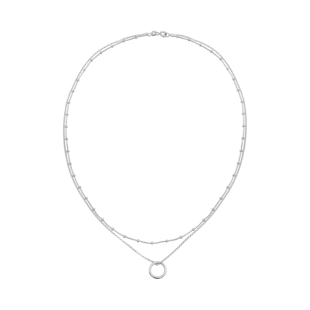 Silber - Elli | Layer-Halskette Kreis Geo | 925er Sterling Silber