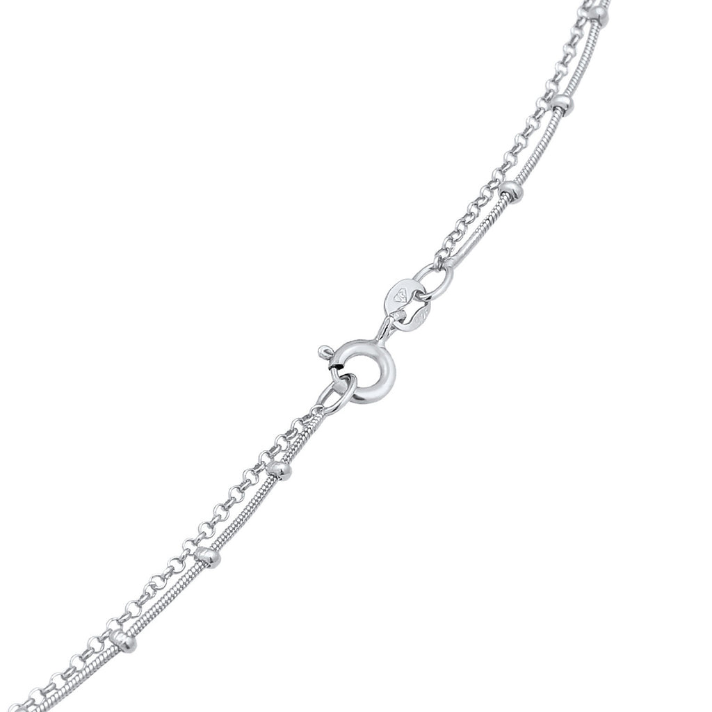 Silber - Elli | Layer-Halskette Kreis Geo | 925er Sterling Silber