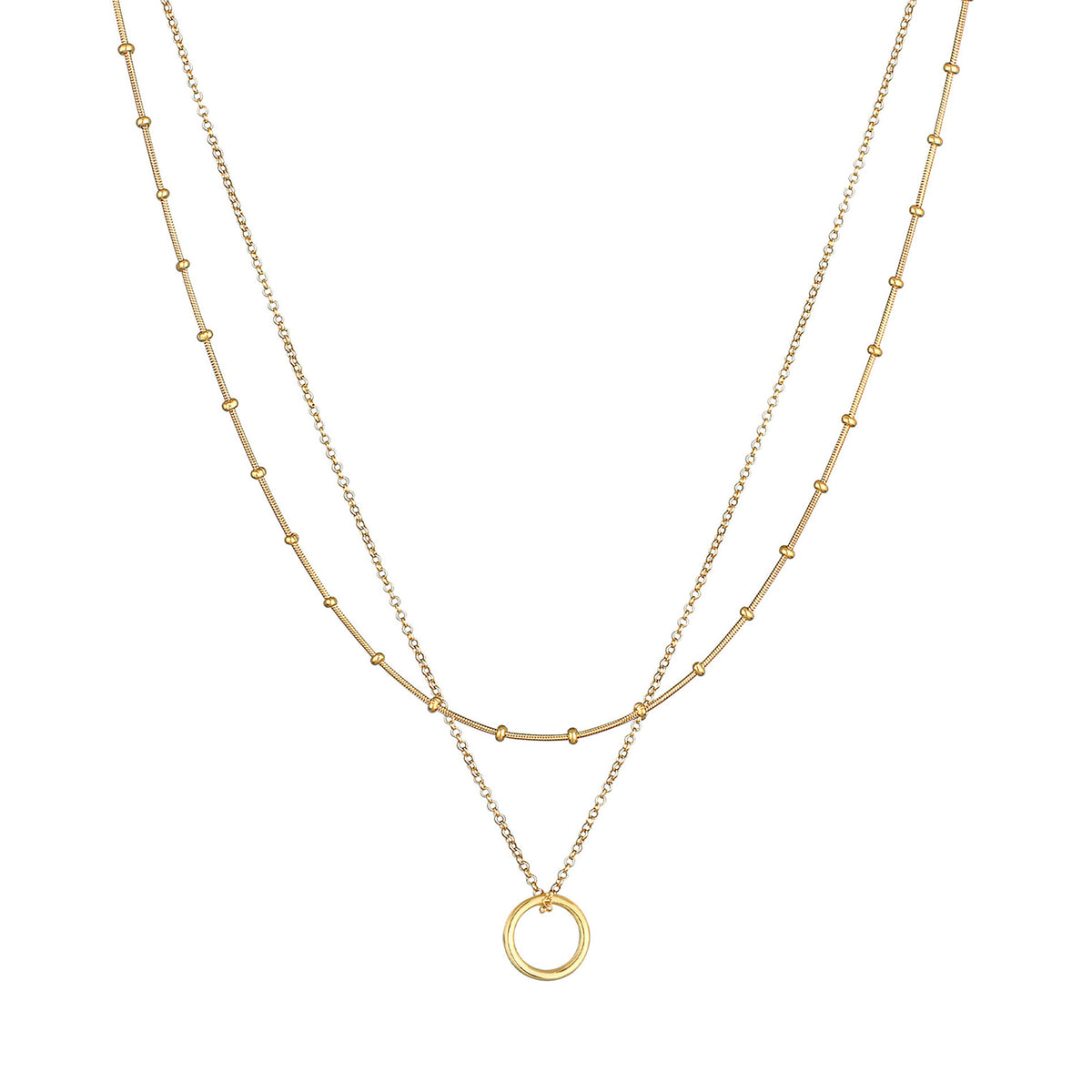 Gold - Elli | Layer-Halskette Kreis Geo | 925 Sterling Silber vergoldet
