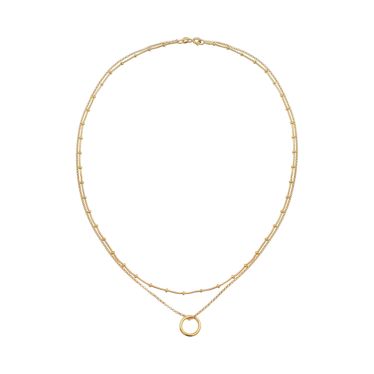 Gold - Elli | Layer-Halskette Kreis Geo | 925 Sterling Silber vergoldet