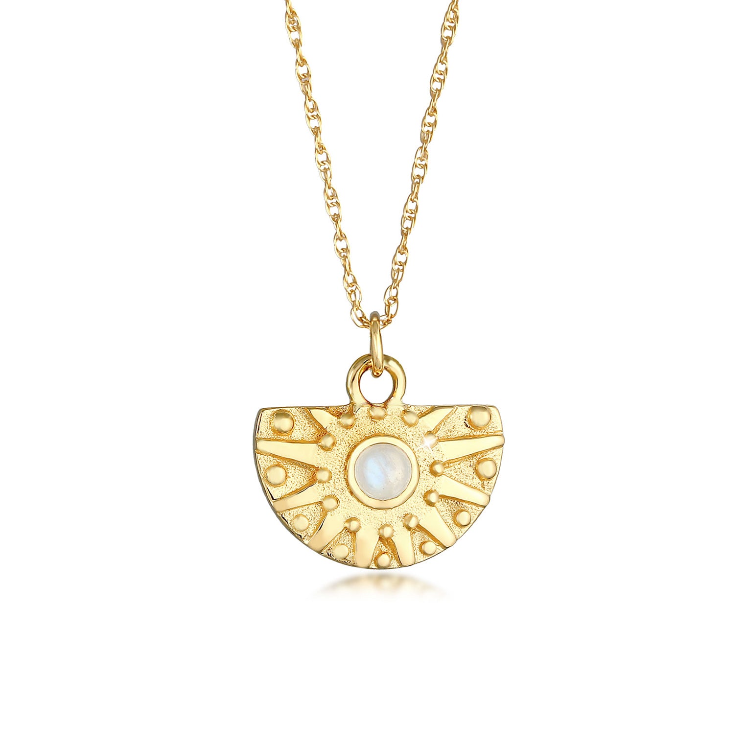 Gold - Elli PREMIUM | Halskette | Mondstein ( Weiß ) | 925 Sterling Silber vergoldet