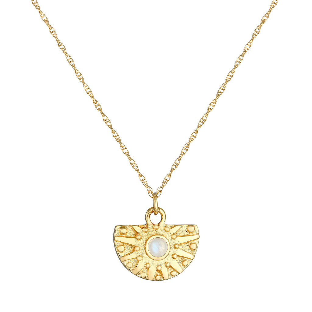 Gold - Elli PREMIUM | Halskette | Mondstein ( Weiß ) | 925 Sterling Silber vergoldet