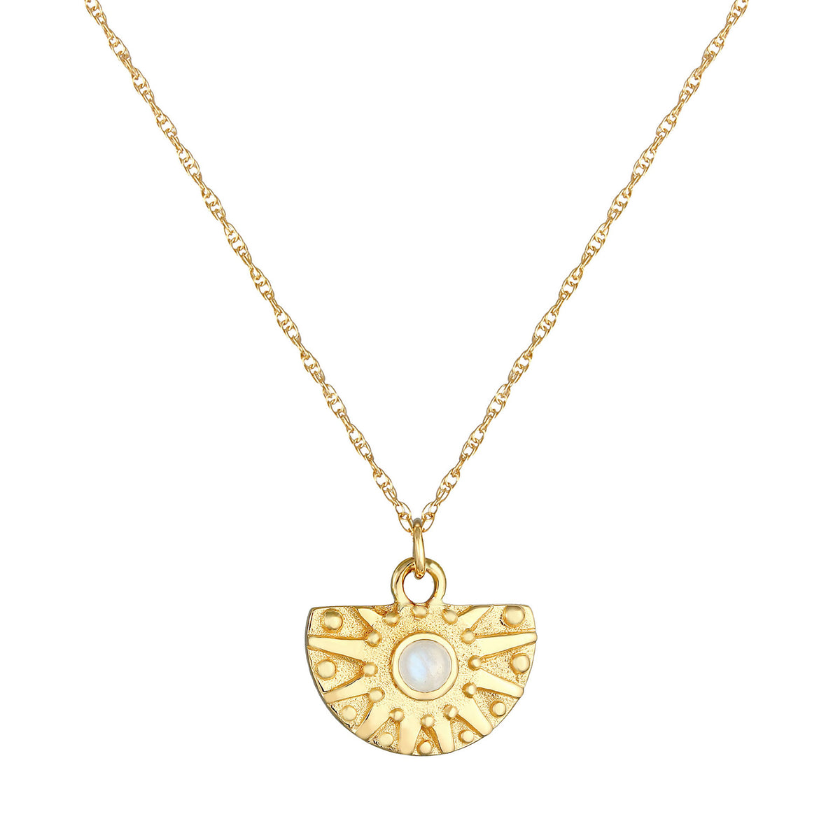 Gold - Elli PREMIUM | Halskette | Mondstein ( Weiß ) | 925 Sterling Silber vergoldet