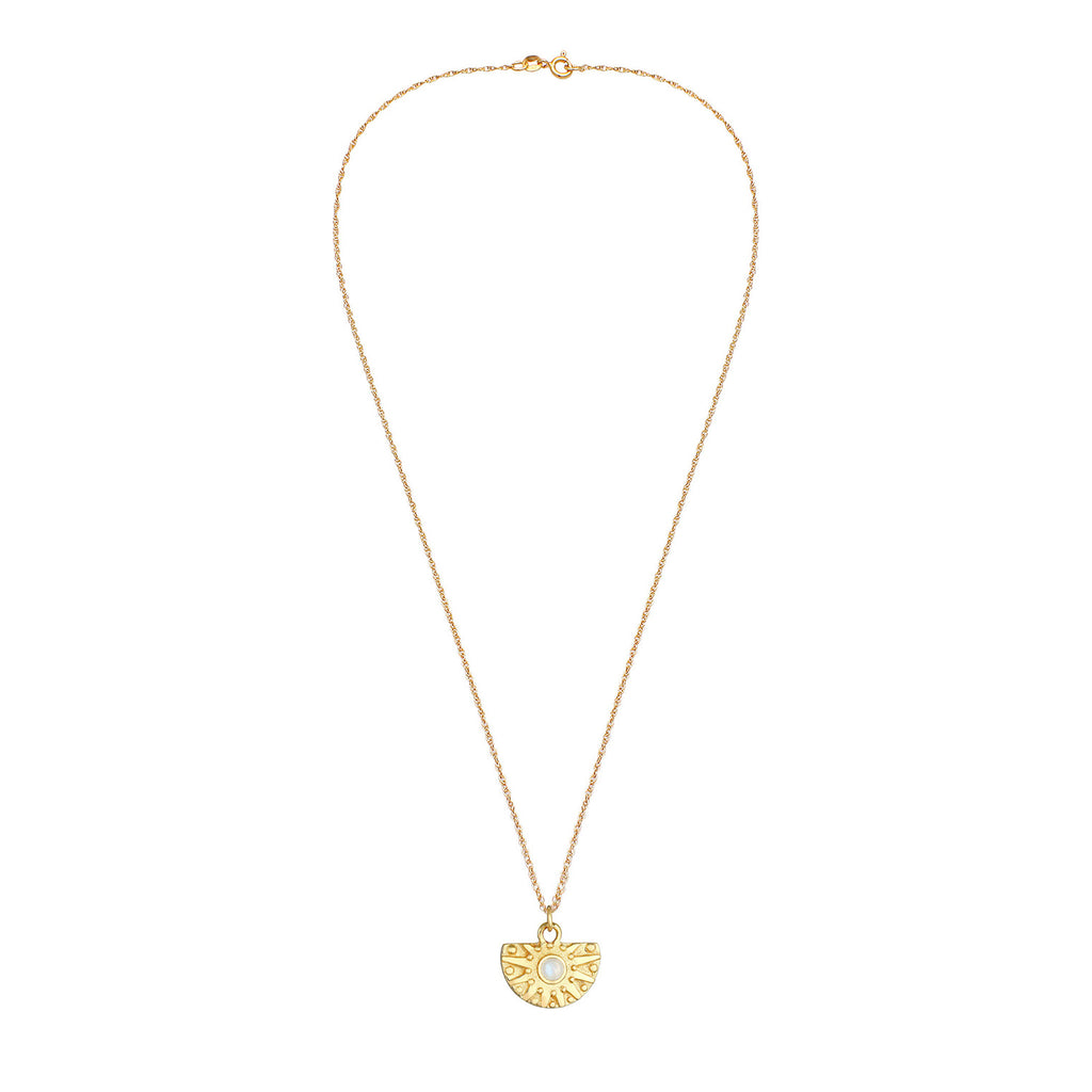 Gold - Elli PREMIUM | Halskette | Mondstein ( Weiß ) | 925 Sterling Silber vergoldet