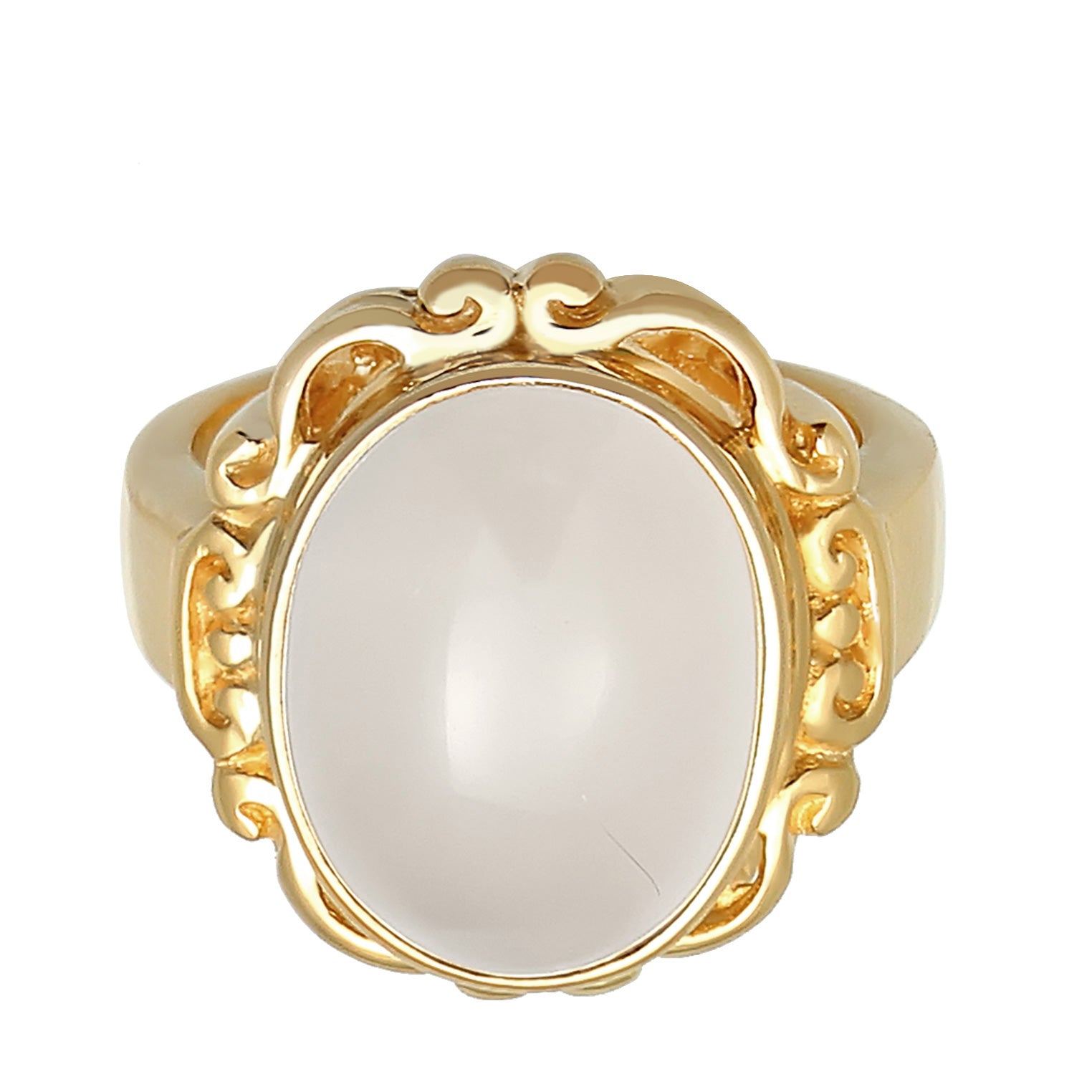 Gold - Elli PREMIUM | Ring Ornament | Mondstein ( Weiß ) | 925 Sterling Silber vergoldet