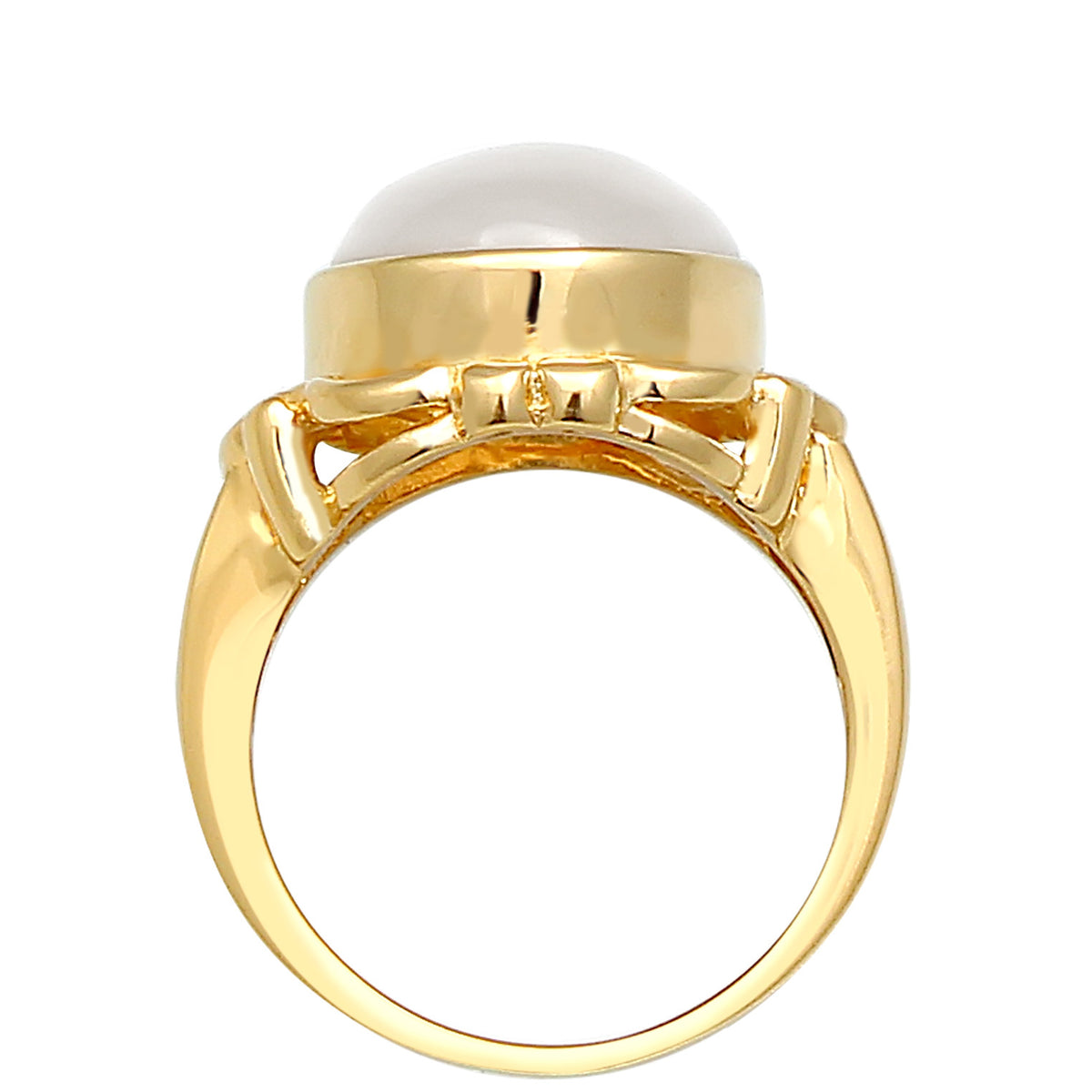 Gold - Elli PREMIUM | Ring Ornament | Mondstein ( Weiß ) | 925 Sterling Silber vergoldet
