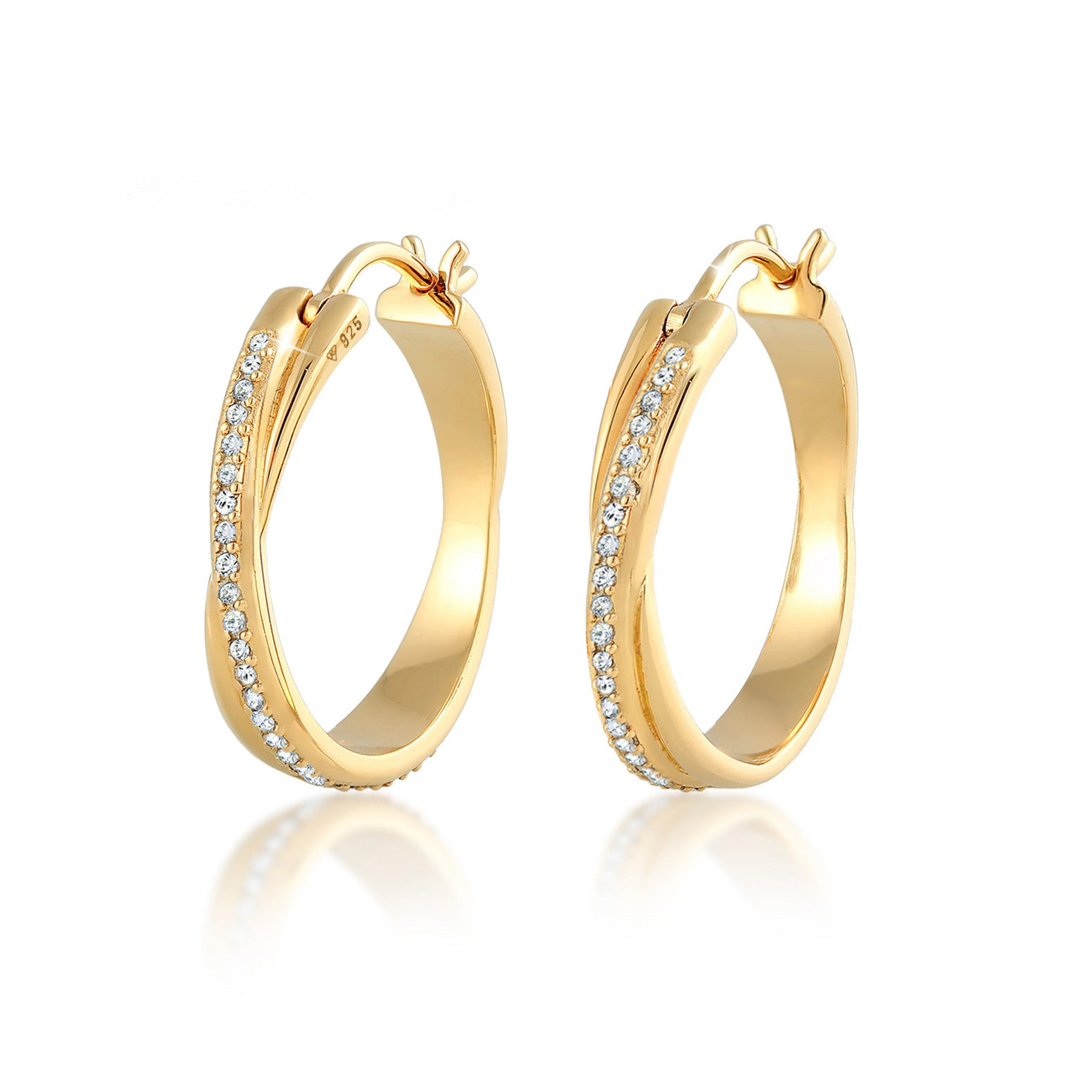 Gold - Elli | Creole | Kristall ( Weiß ) | 925 Sterling Silber vergoldet
