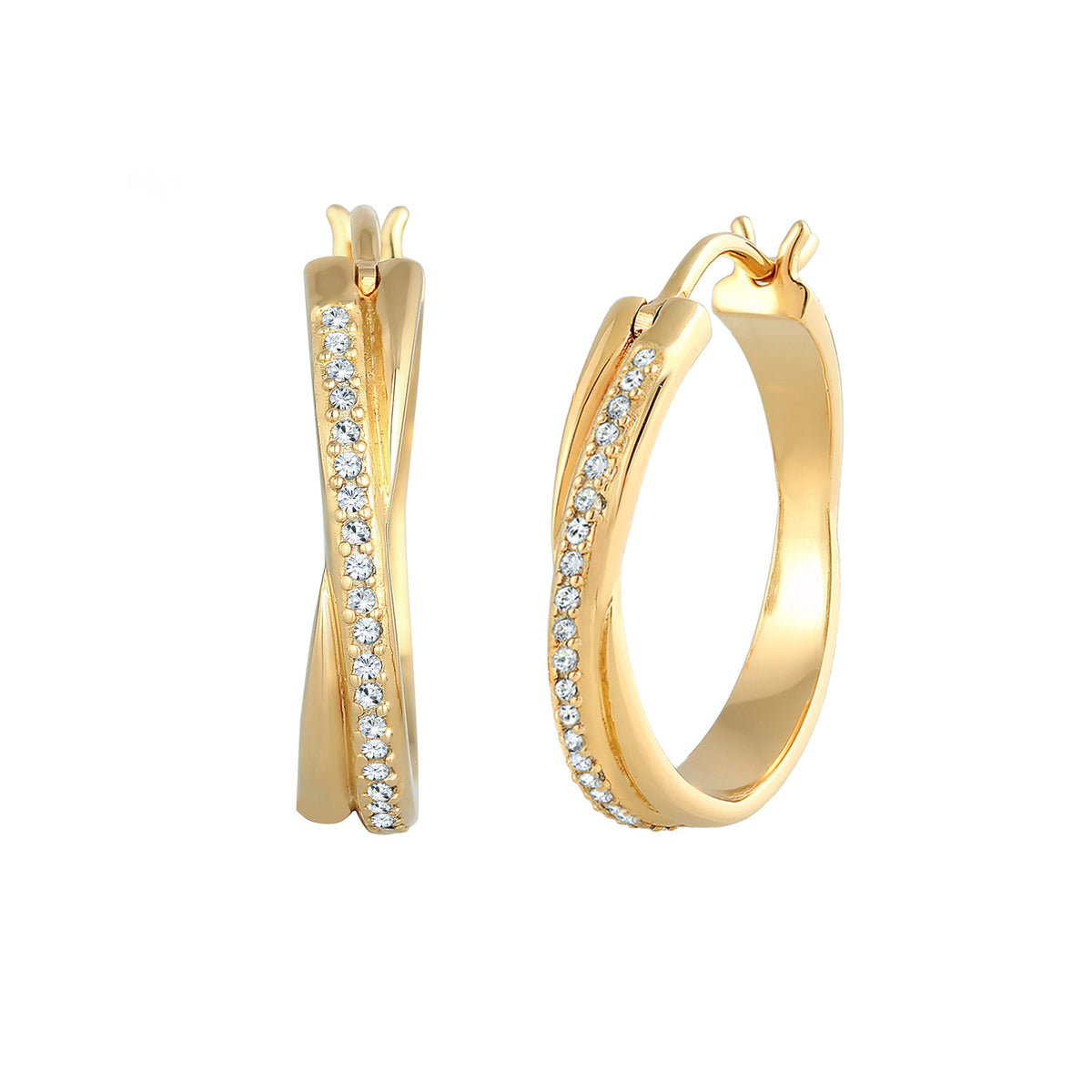 Gold - Elli | Creole | Kristall ( Weiß ) | 925 Sterling Silber vergoldet