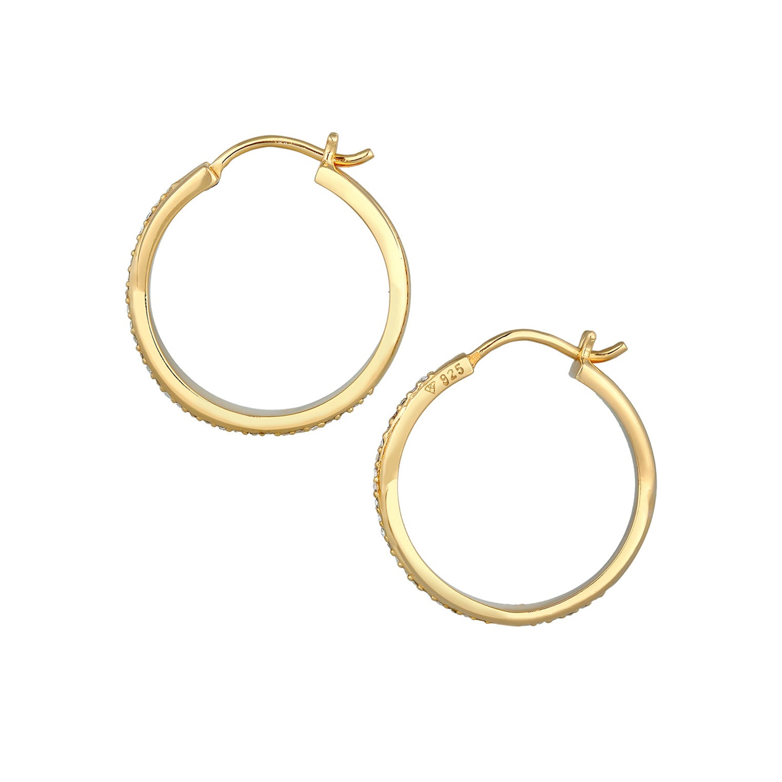 Gold - Elli | Creole | Kristall ( Weiß ) | 925 Sterling Silber vergoldet