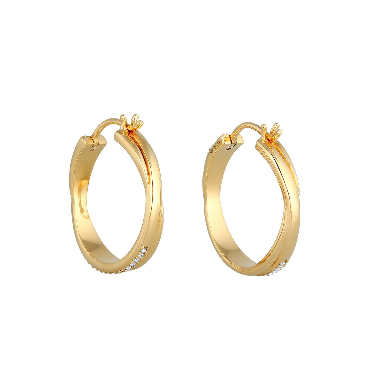 Gold - Elli | Creole | Kristall ( Weiß ) | 925 Sterling Silber vergoldet