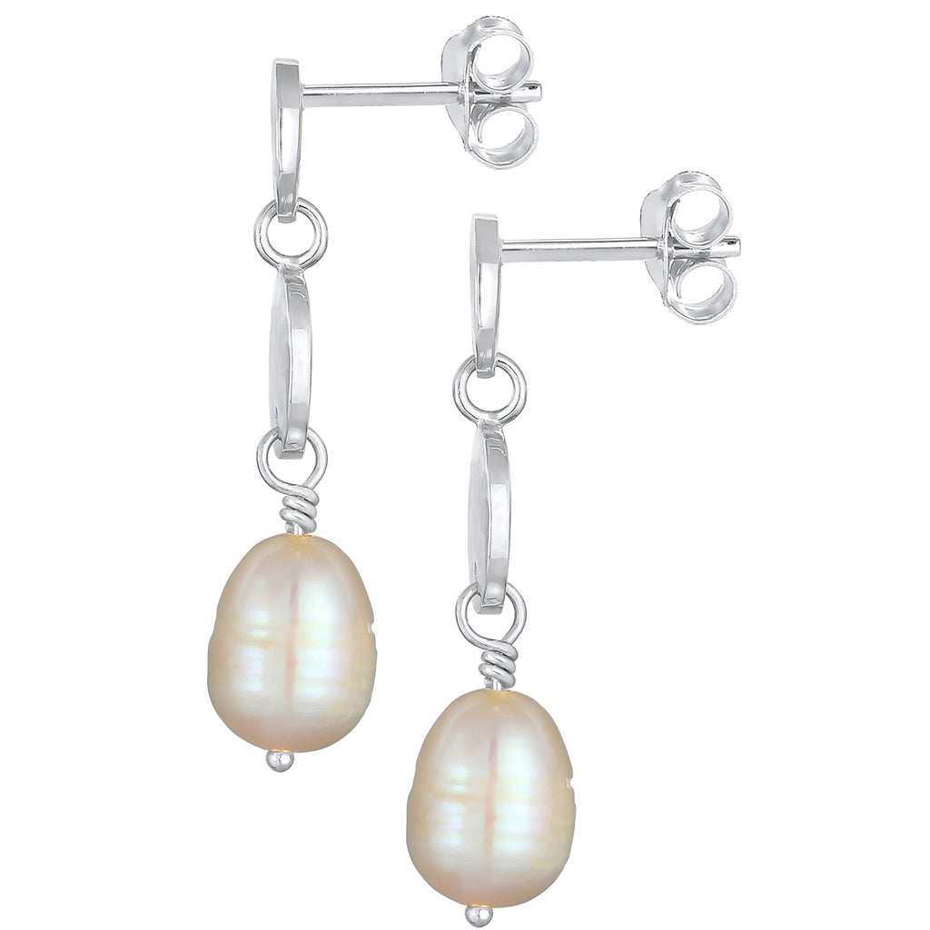Silber - Elli PREMIUM | Ohrstecker Kreis | Süßwasserperle | 925er Sterling Silber