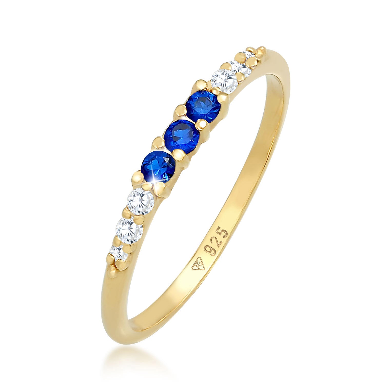 Gold - Elli | Ring | Saphir ( Blau ) | 925 Sterling Silber vergoldet