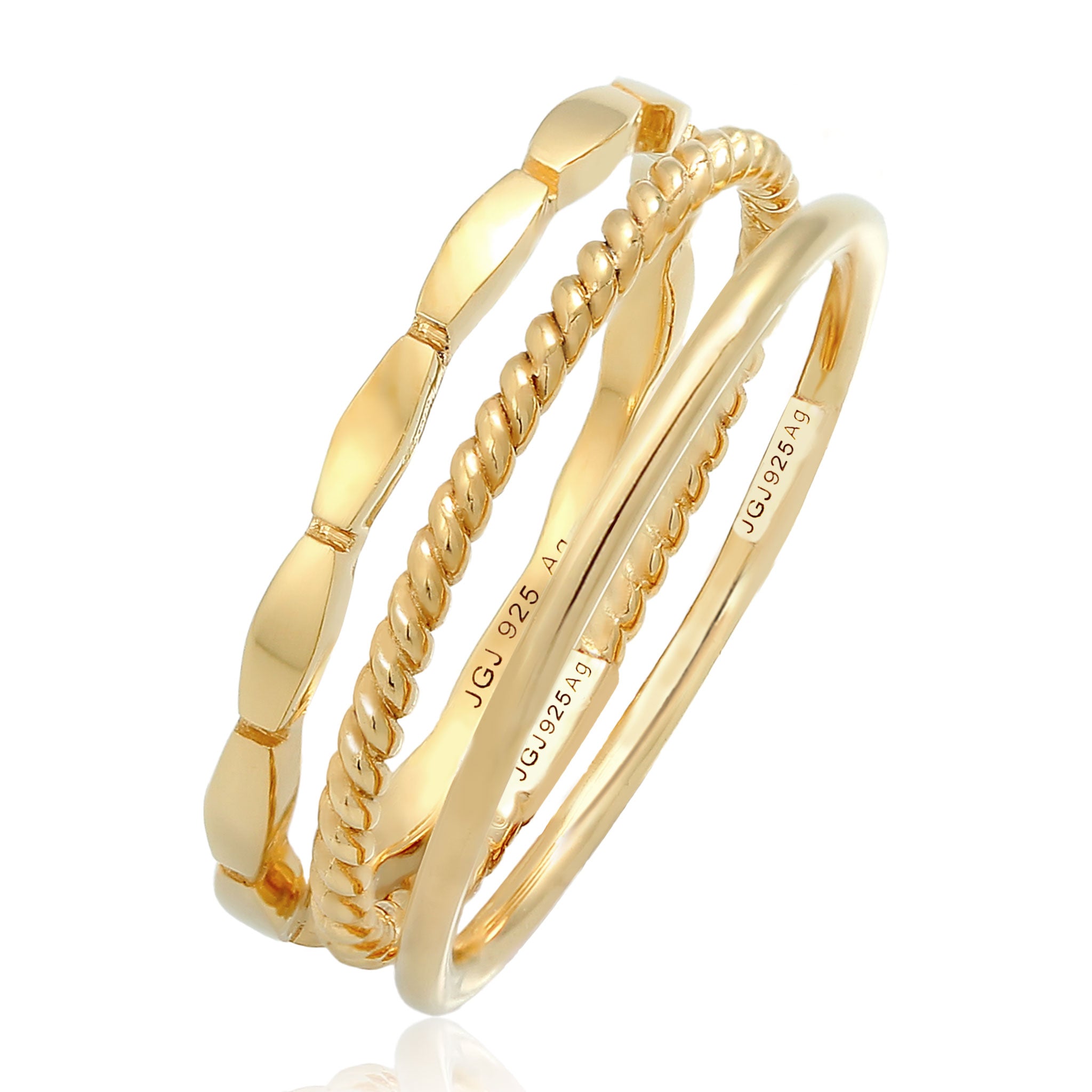 Gold - Elli | Ringset Geo | 925 Sterling Silber vergoldet