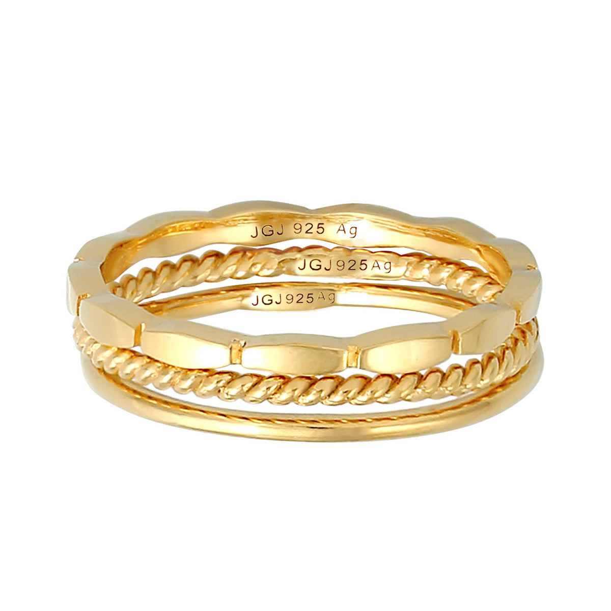 Gold - Elli | Ringset Geo | 925 Sterling Silber vergoldet