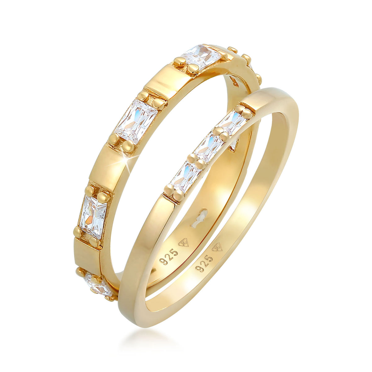 Gold - Elli | Bandring | Zirkonia ( Weiß ) | 925 Sterling Silber vergoldet