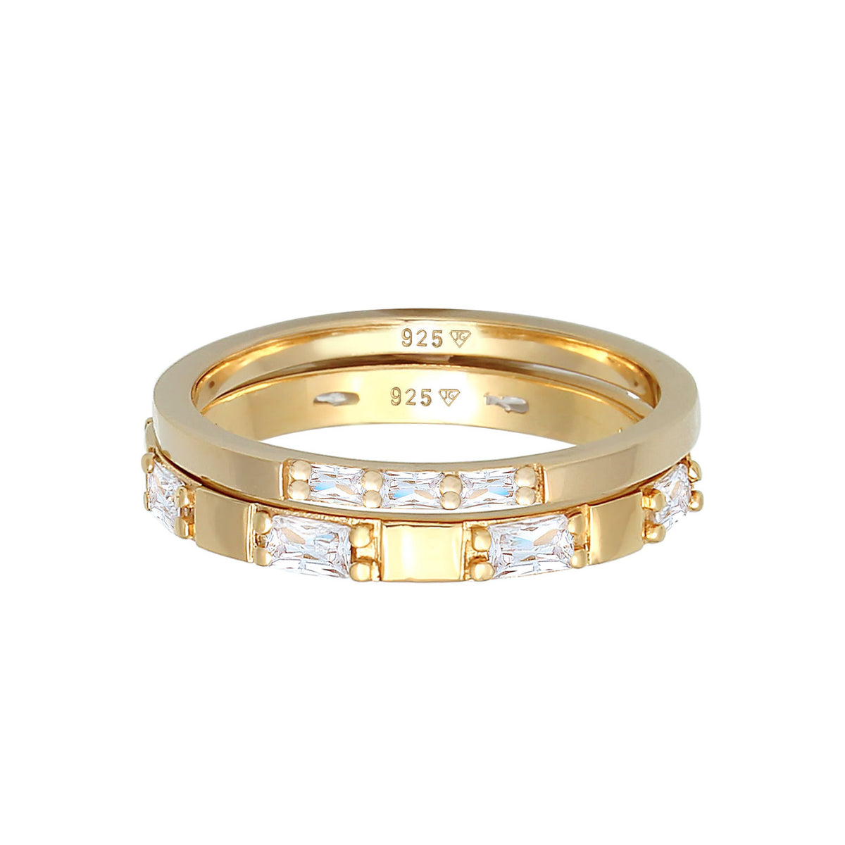 Gold - Elli | Bandring | Zirkonia ( Weiß ) | 925 Sterling Silber vergoldet