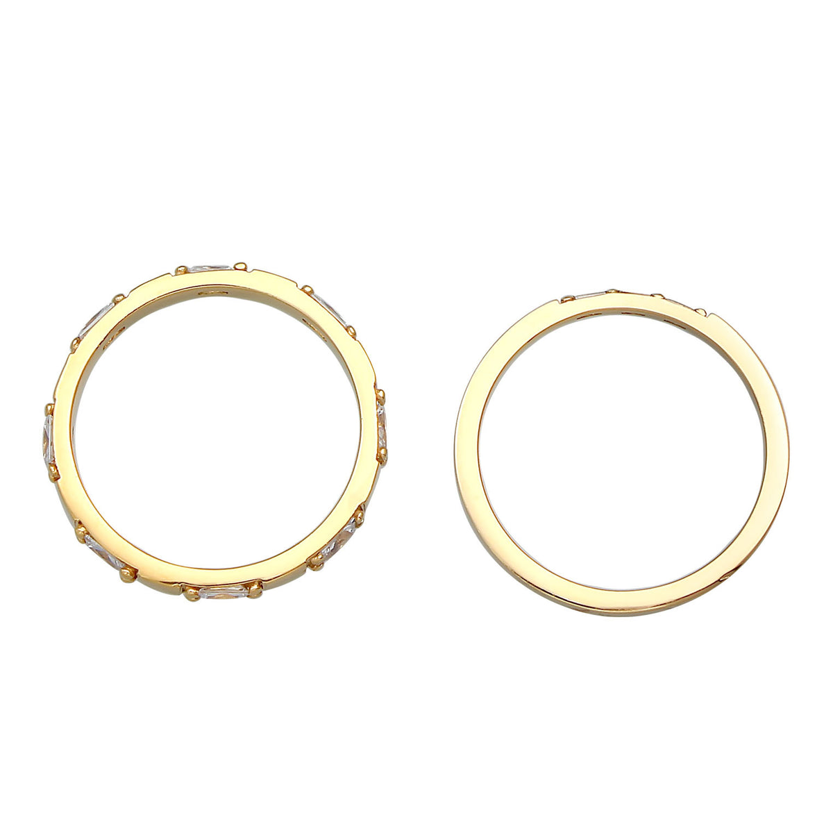 Gold - Elli | Bandring | Zirkonia ( Weiß ) | 925 Sterling Silber vergoldet
