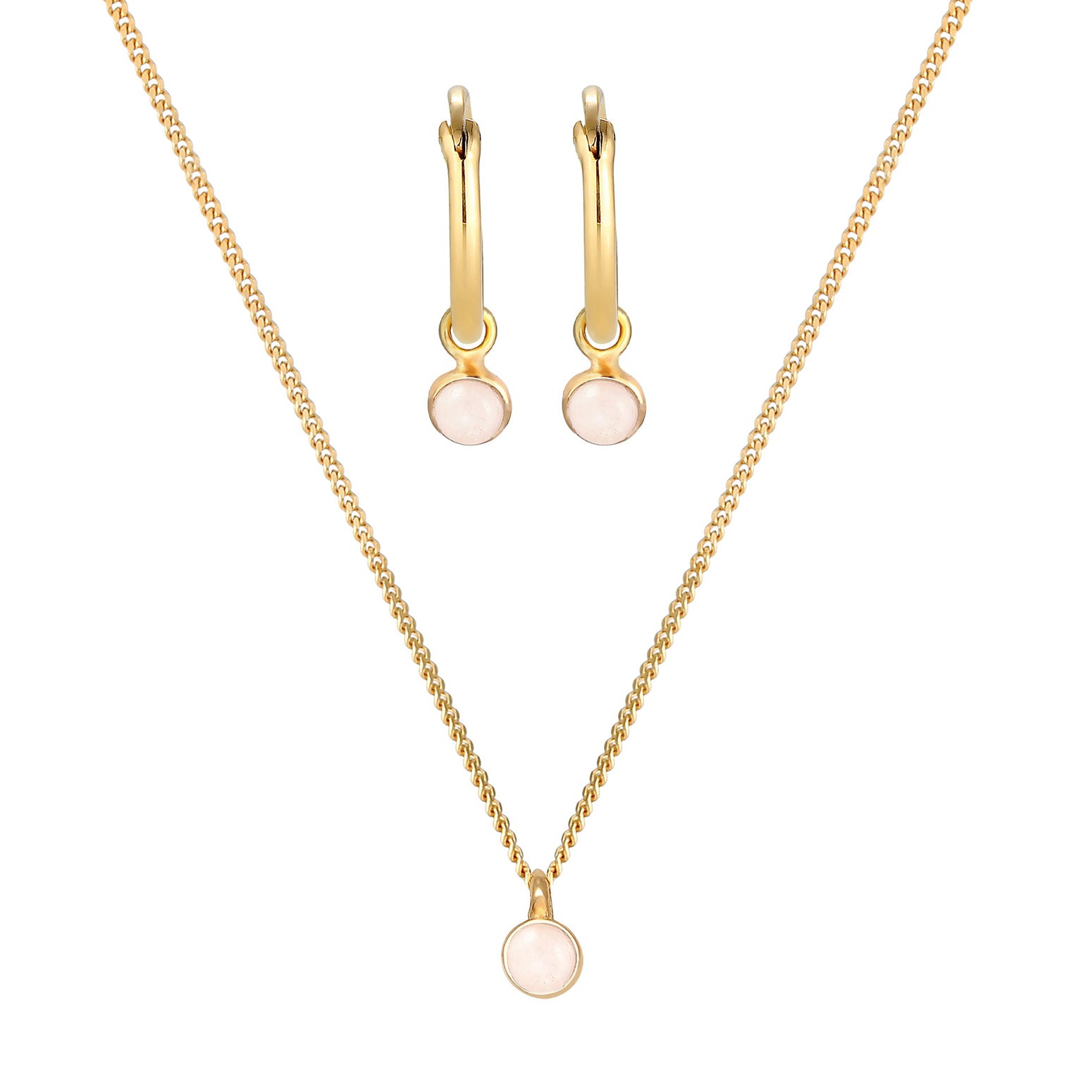 Gold - Elli PREMIUM | Schmuckset  | Pink Opal | 925 Sterling Silber vergoldet