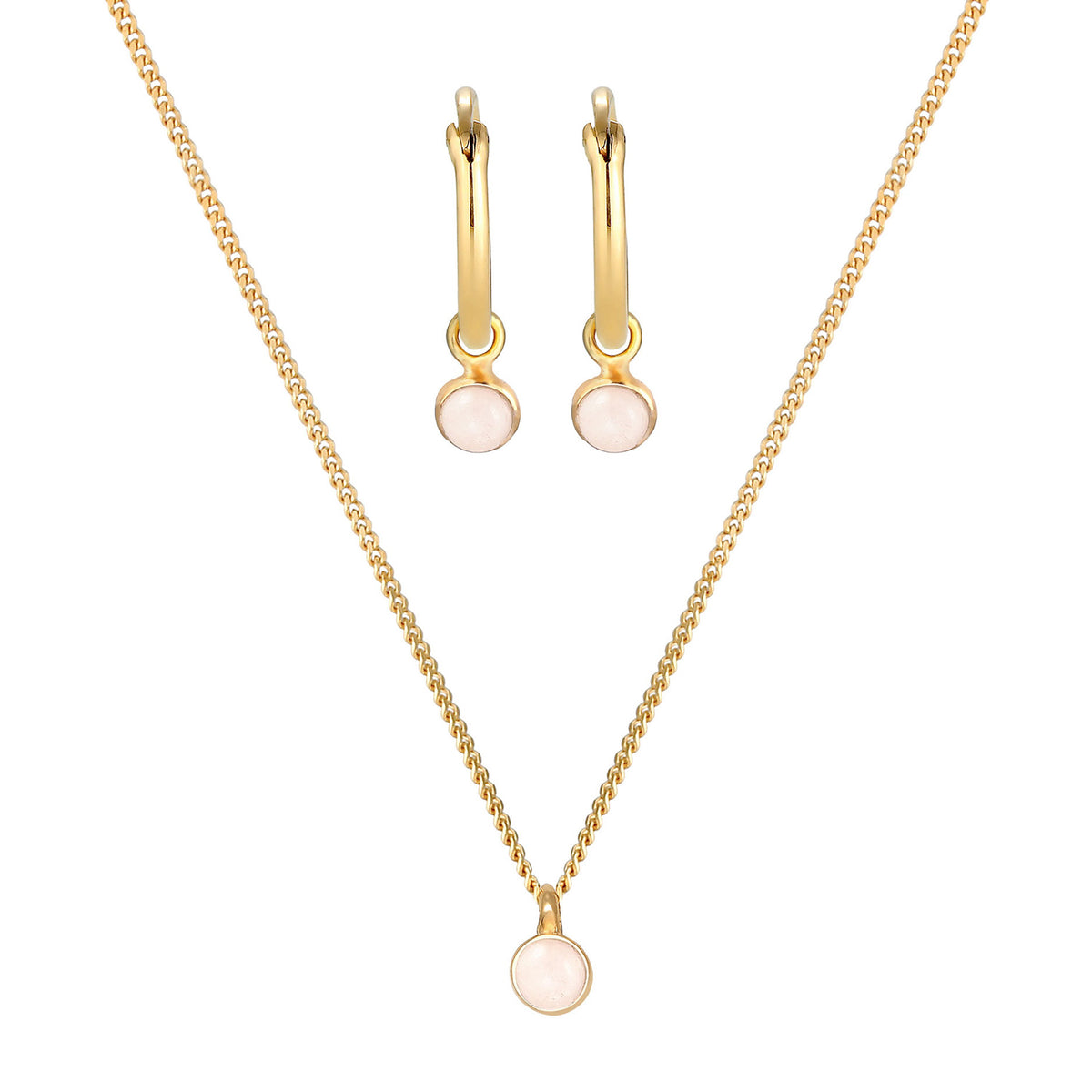 Gold - Elli PREMIUM | Schmuckset  | Pink Opal | 925 Sterling Silber vergoldet