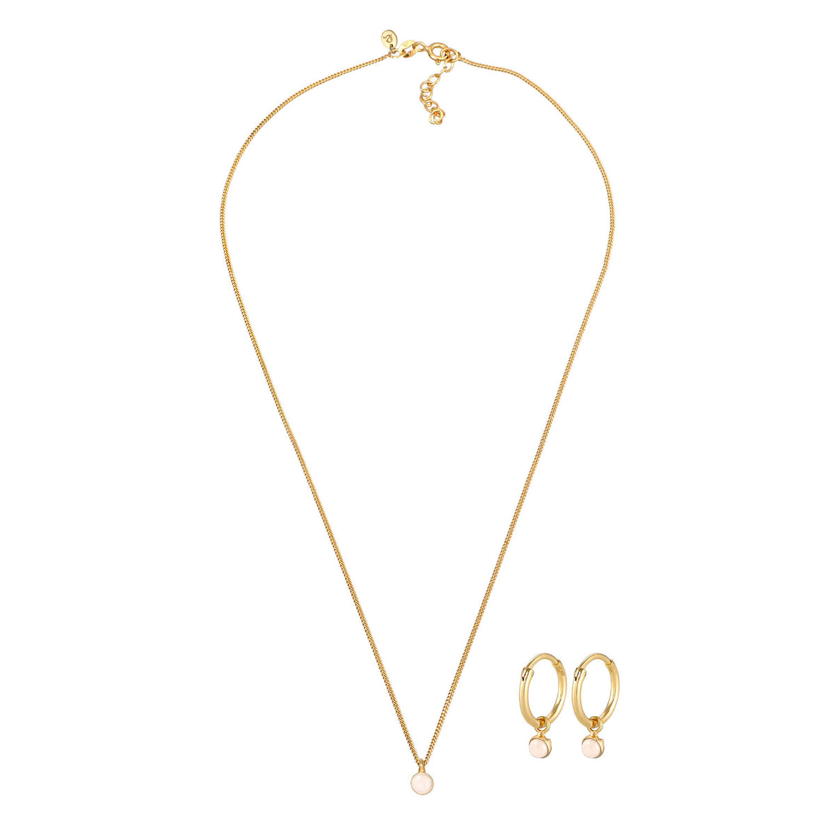 Gold - Elli PREMIUM | Schmuckset  | Pink Opal | 925 Sterling Silber vergoldet
