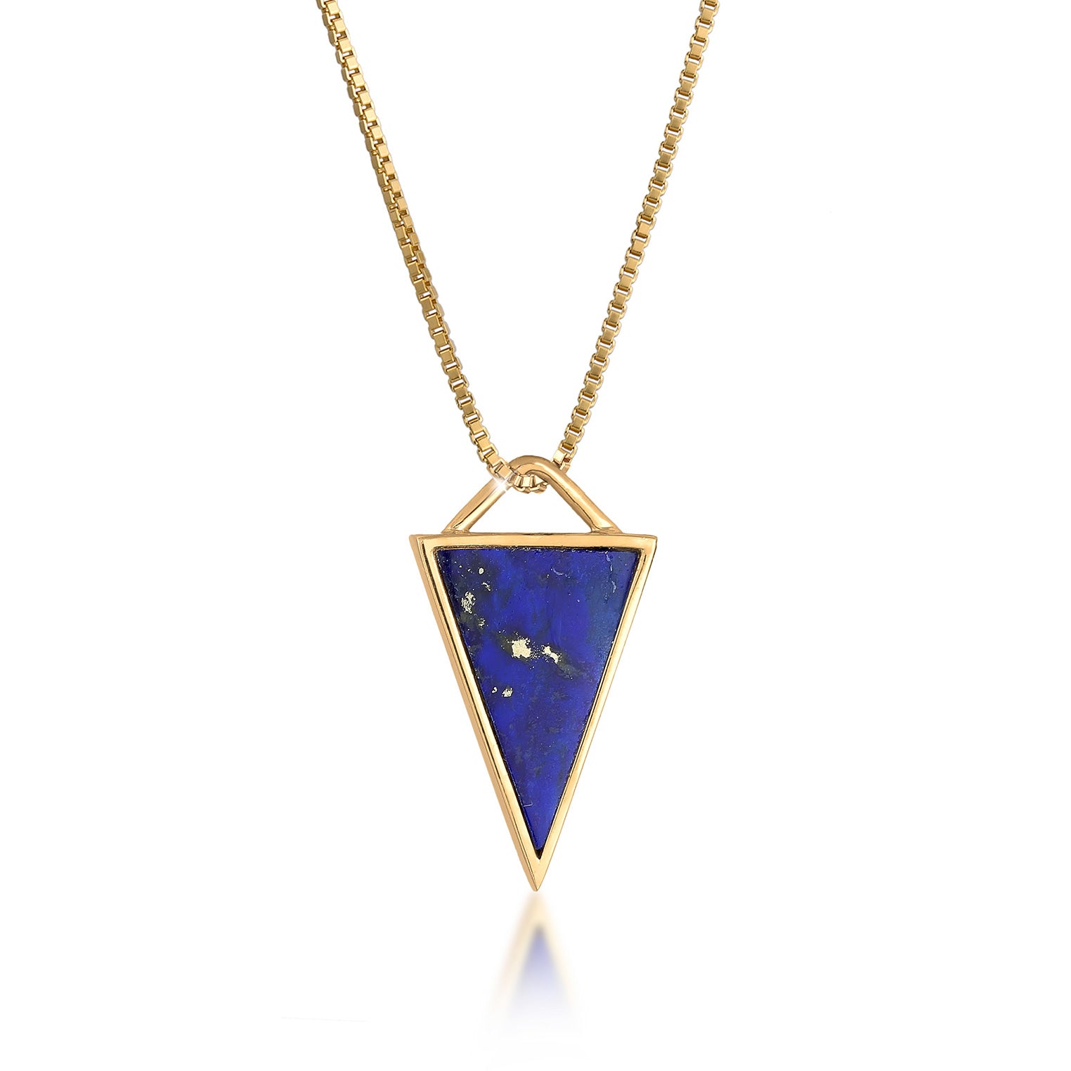 Gold - Elli PREMIUM | Venezianer-Halskette Dreieck | Lapis Lazuli ( Blau ) | 925 Sterling Silber vergoldet