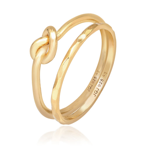 Gold - Elli | Ringset Knoten | 925 Sterling Silber vergoldet