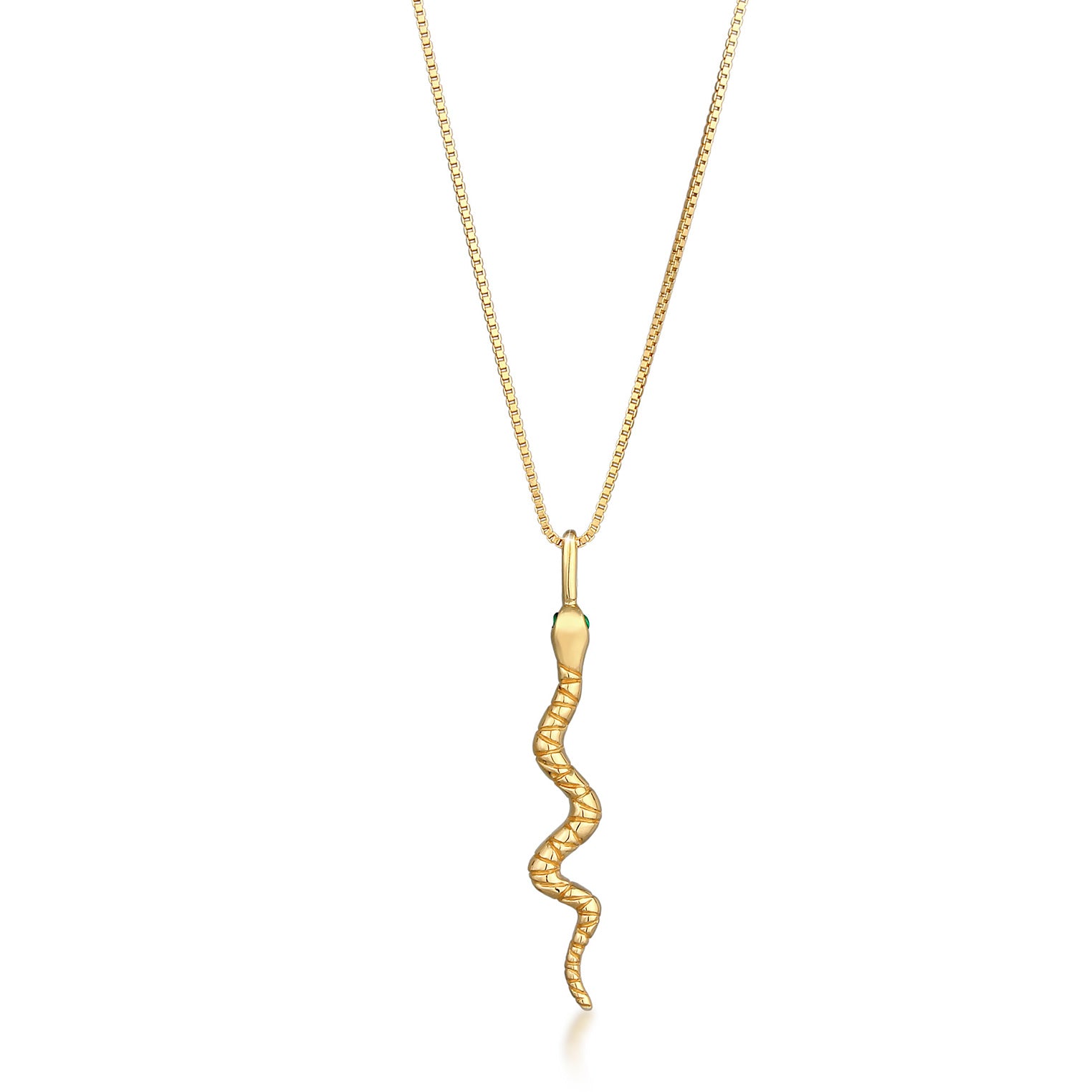 Gold - Elli | Venezianer-Halskette Schlange | Zirkonia ( Grün ) | 925 Sterling Silber vergoldet