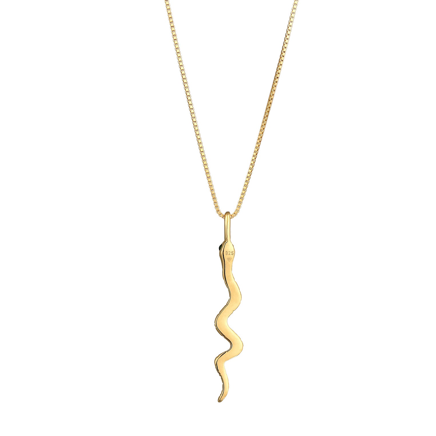Gold - Elli | Venezianer-Halskette Schlange | Zirkonia ( Grün ) | 925 Sterling Silber vergoldet