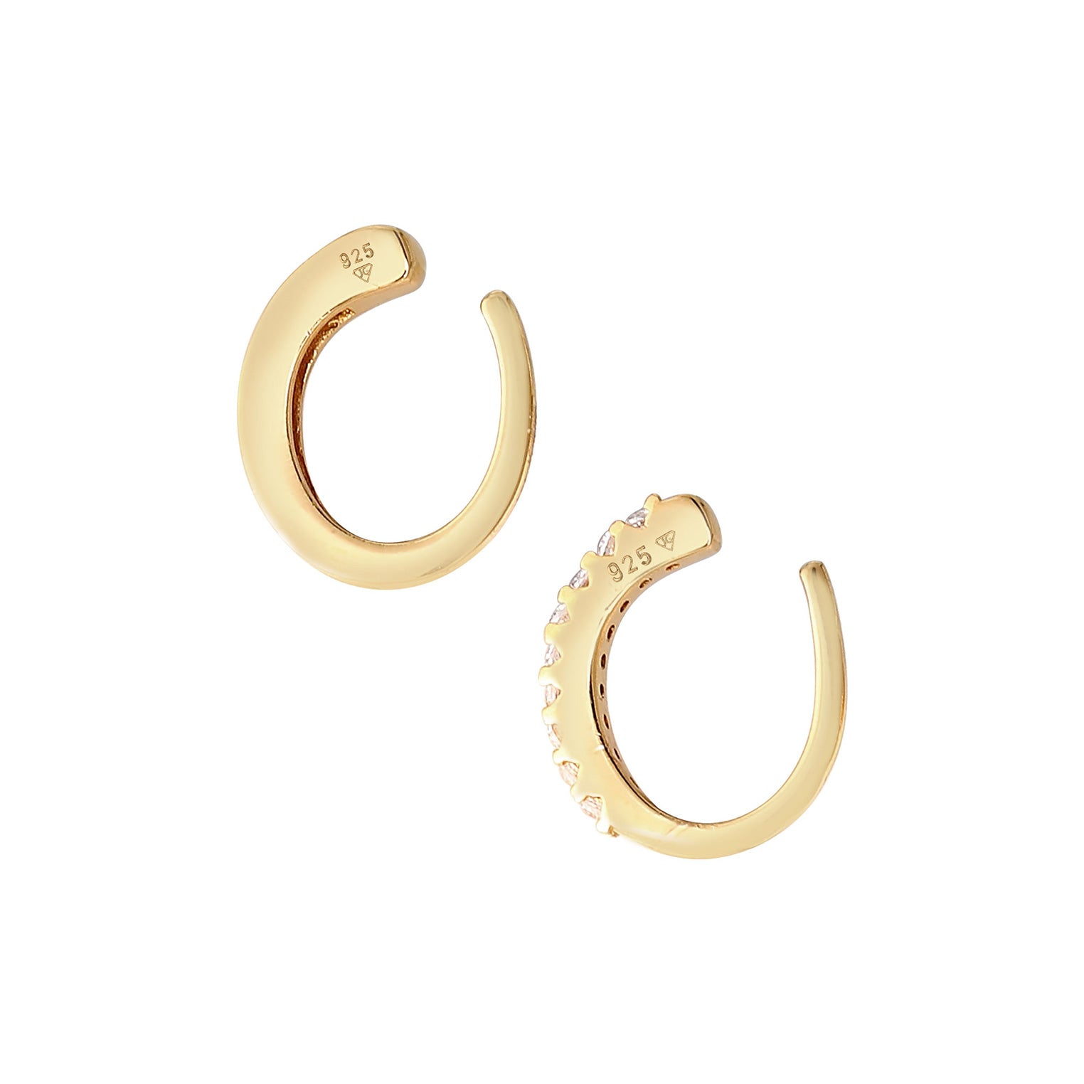 Gold - Elli | Earcuff | Zirkonia ( Weiß ) | 925 Sterling Silber vergoldet