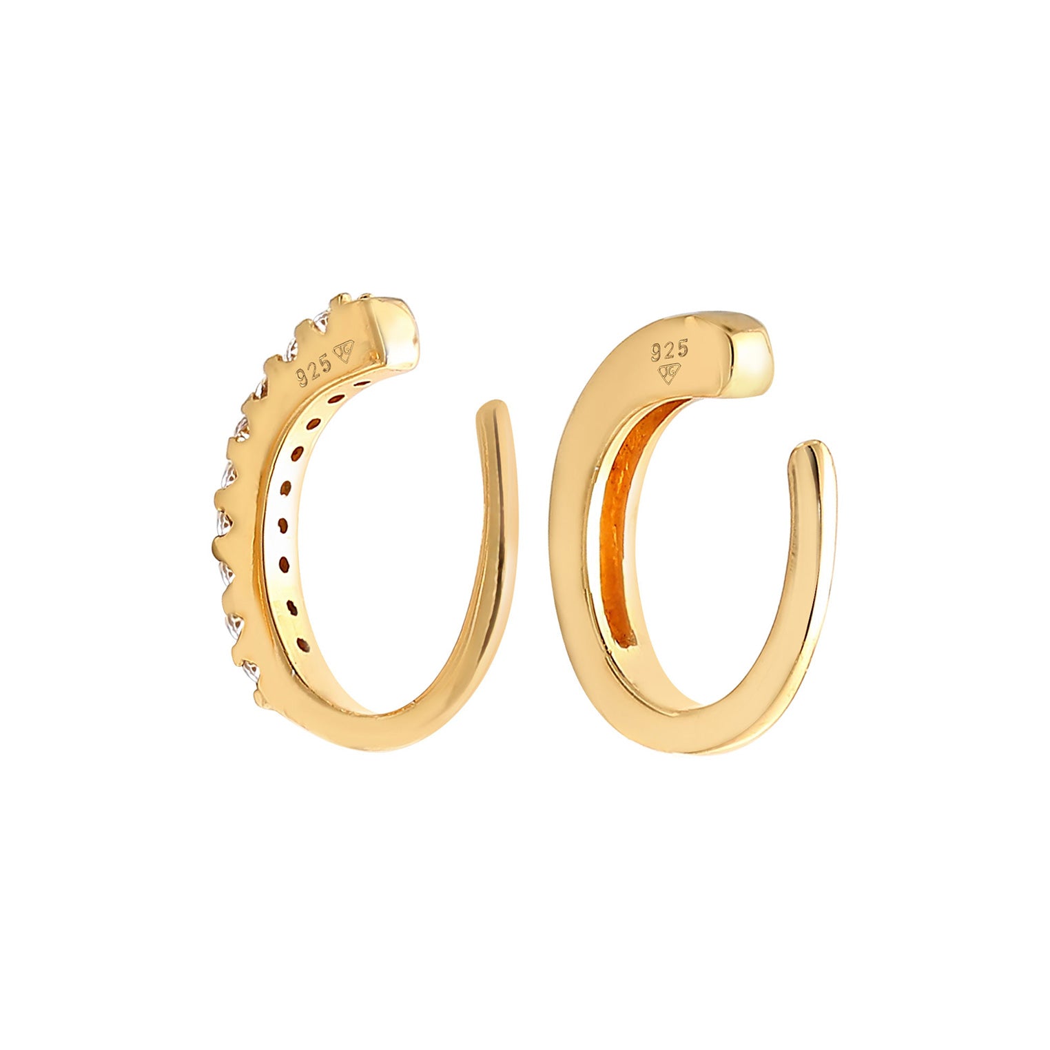 Gold - Elli | Earcuff | Zirkonia ( Weiß ) | 925 Sterling Silber vergoldet