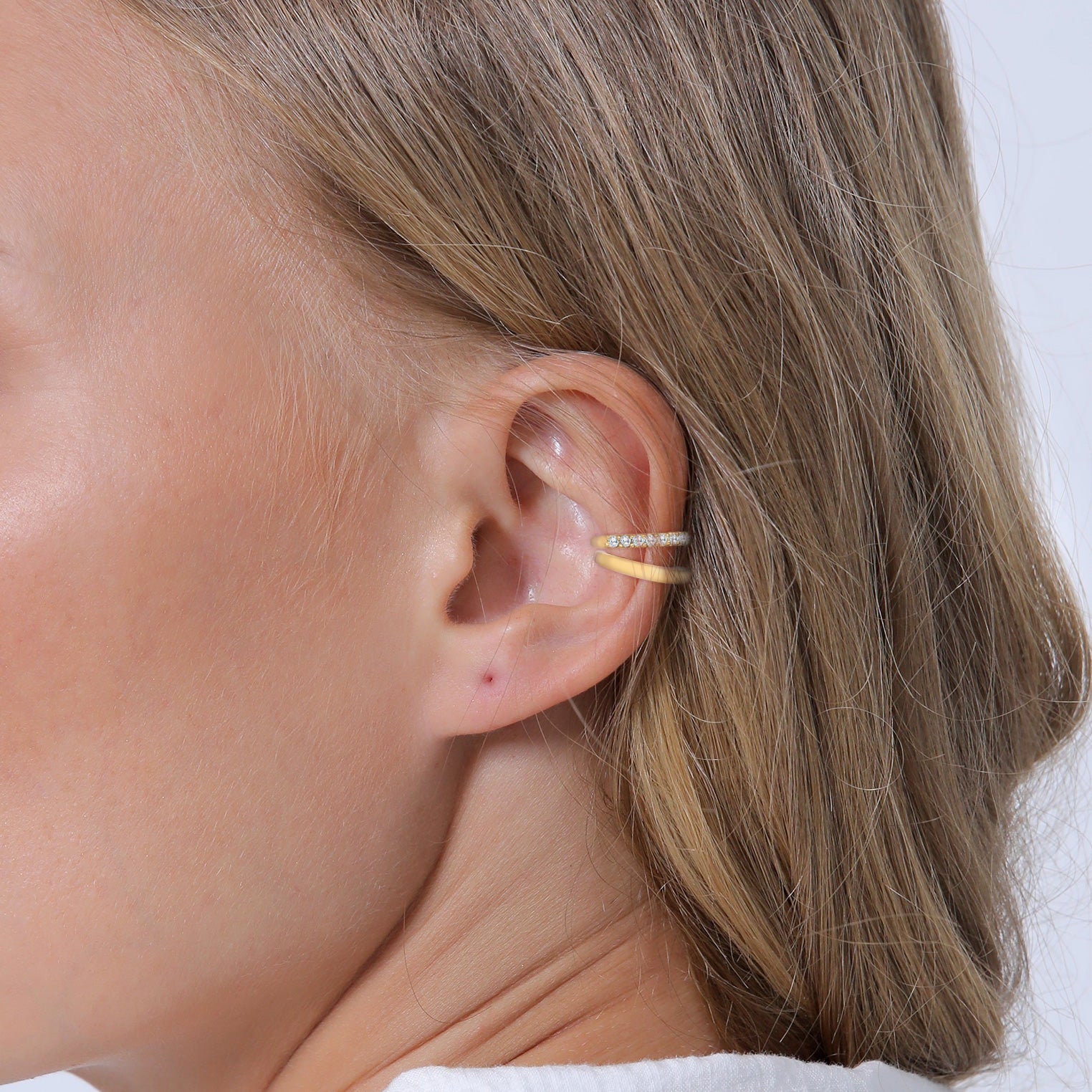 Gold - Elli | Earcuff | Zirkonia ( Weiß ) | 925 Sterling Silber vergoldet