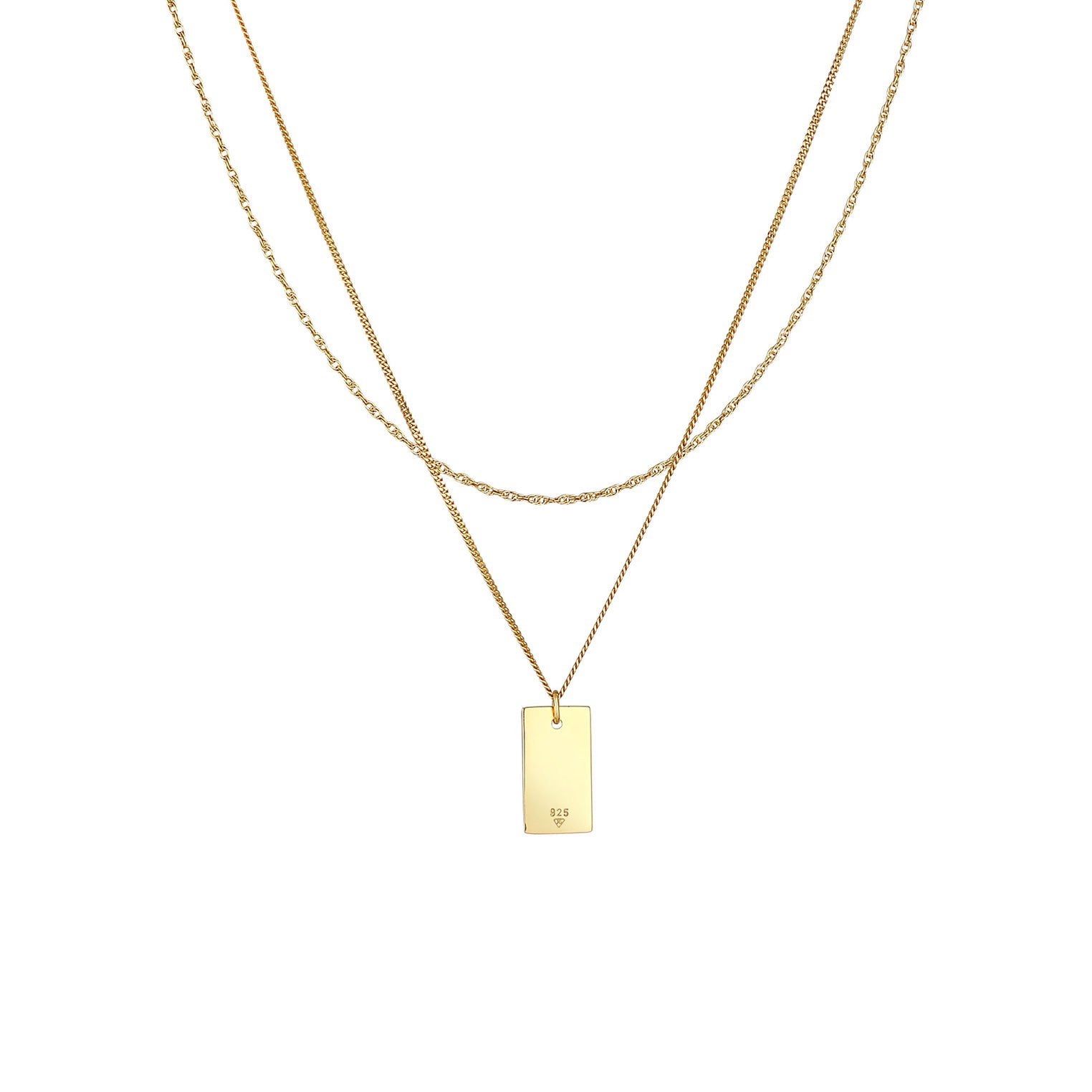 Gold - Elli | Layer-Halskette Geo | 925 Sterling Silber vergoldet