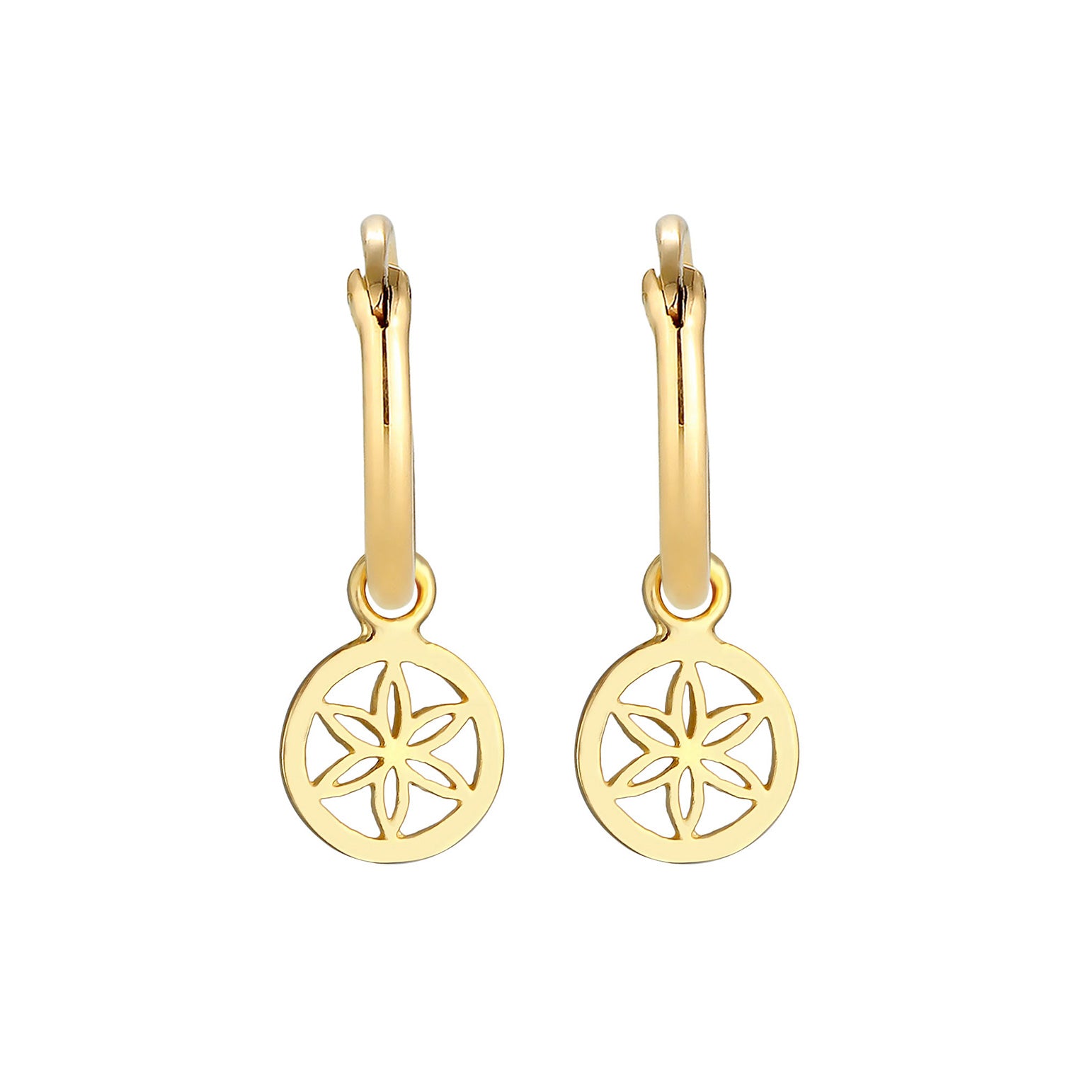 Gold - Elli | Creole Blume | 925 Sterling Silber vergoldet