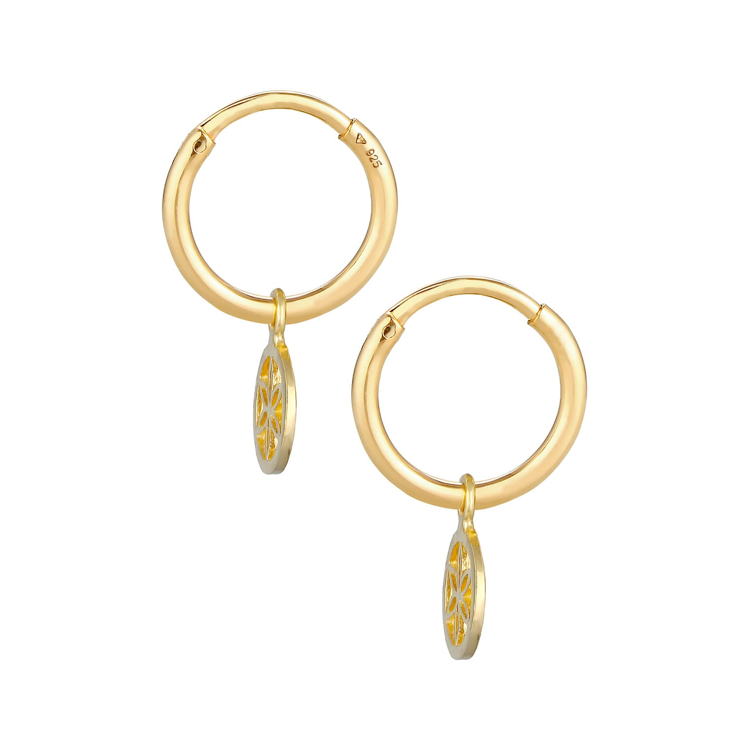 Gold - Elli | Creole Blume | 925 Sterling Silber vergoldet