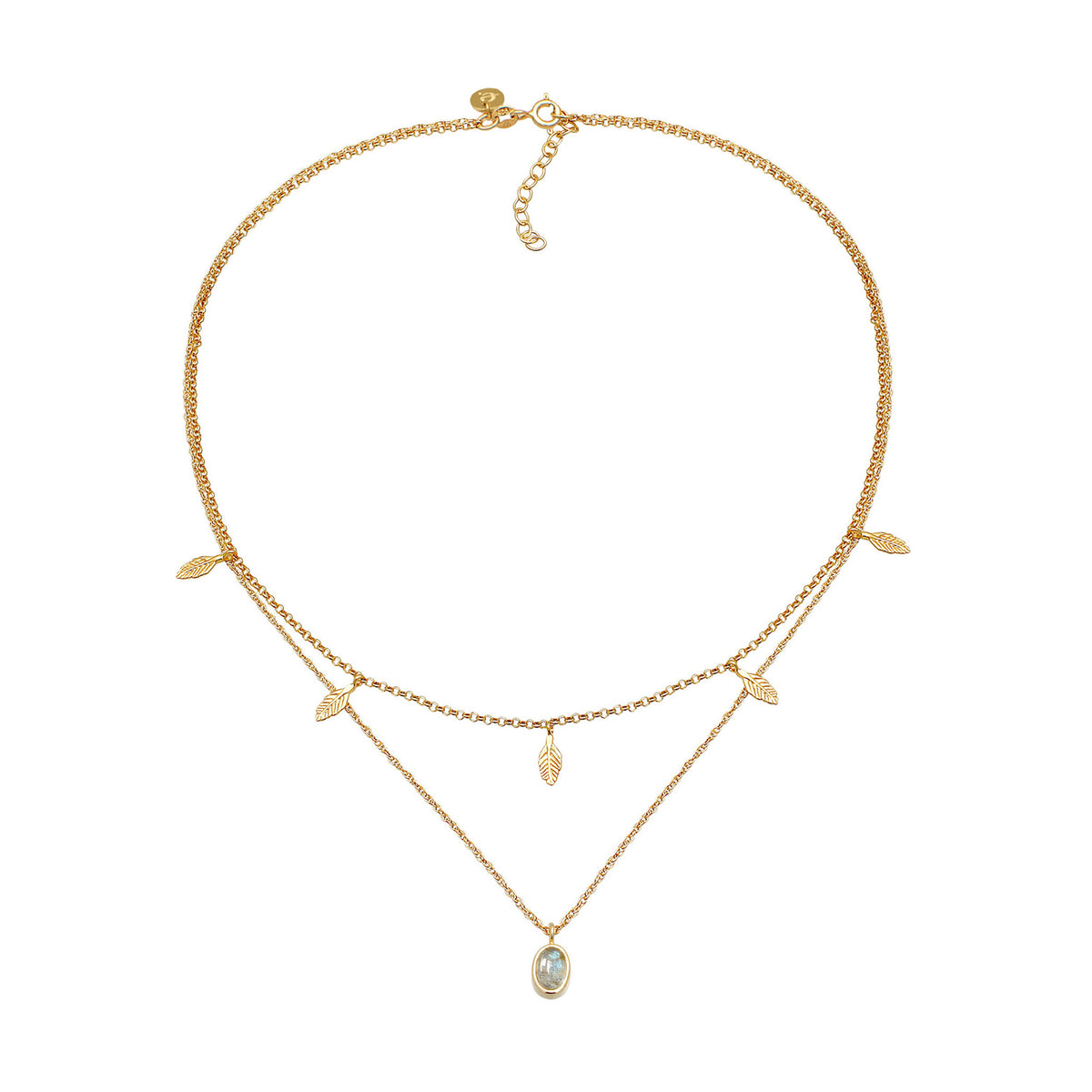 Gold - Elli PREMIUM | Choker | Labradorit ( Grau ) | 925 Sterling Silber vergoldet