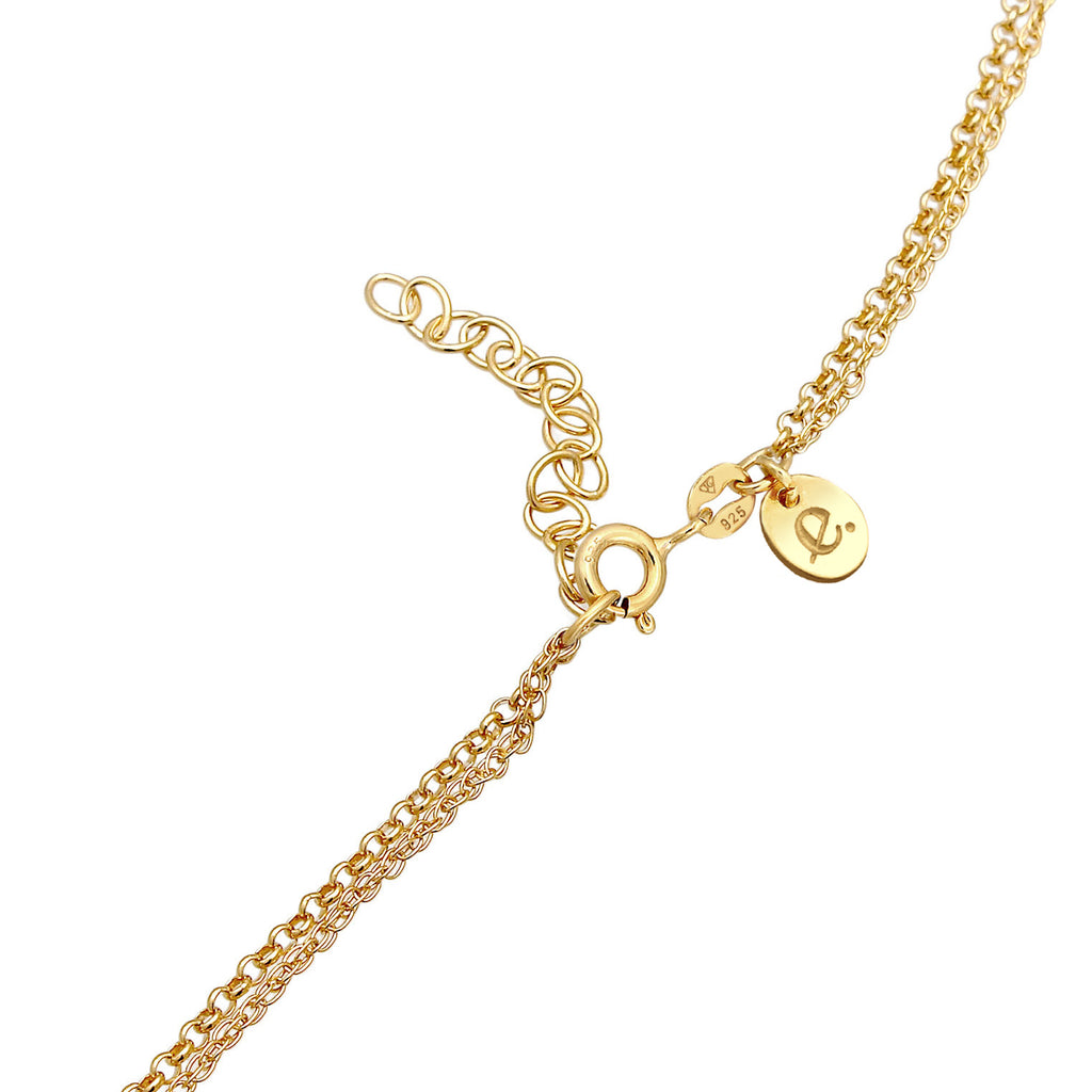 Gold - Elli PREMIUM | Choker | Labradorit ( Grau ) | 925 Sterling Silber vergoldet