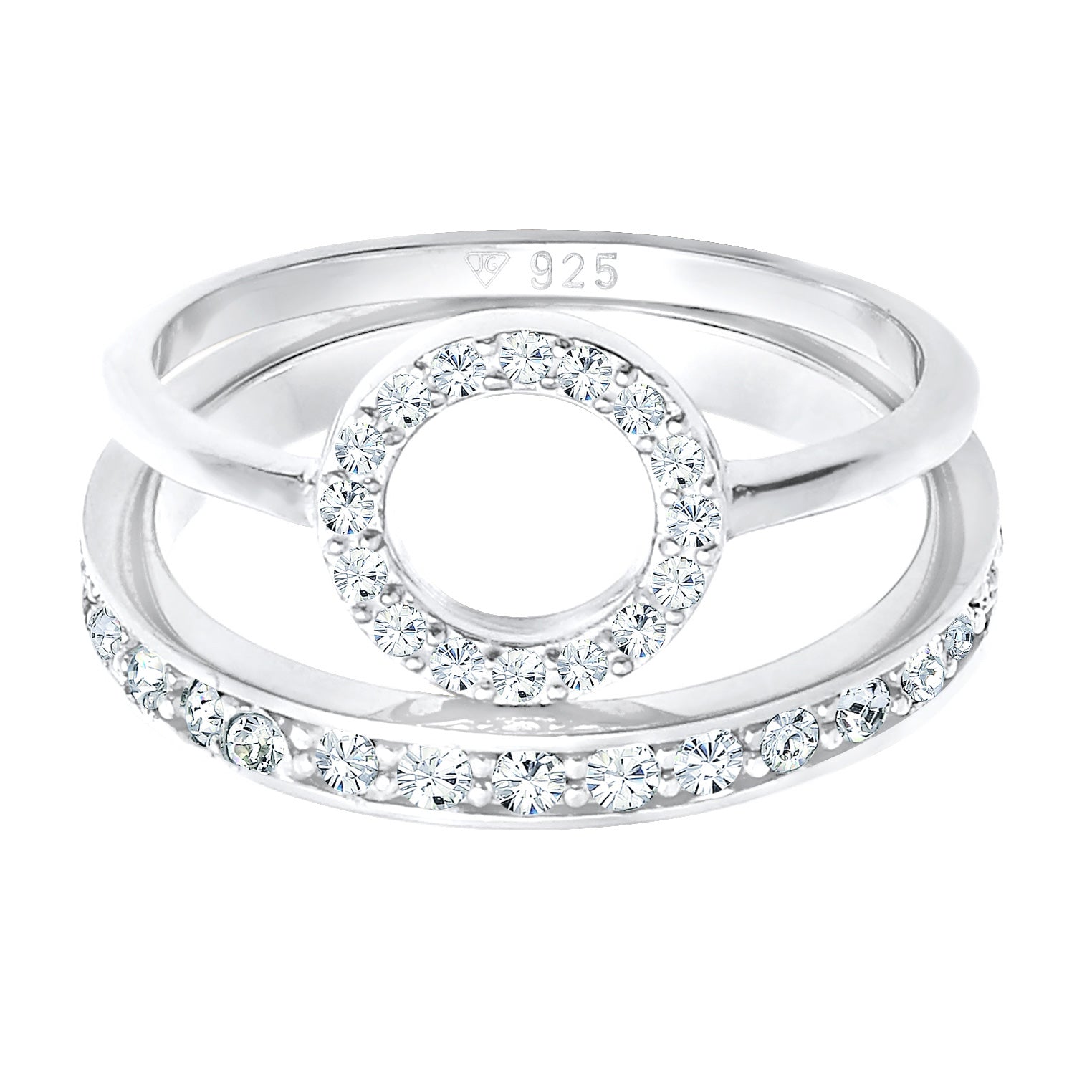 Silber - Elli PREMIUM | Ringset Kreis | Mit Kristallen von Swarovski® (Weiß) | 925er Sterling Silber