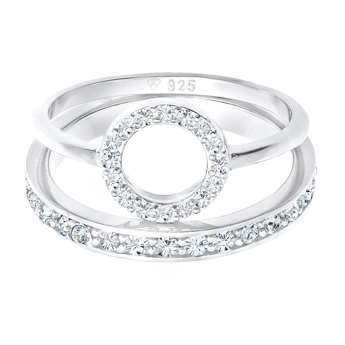 Silber - Elli PREMIUM | Ringset Kreis | Mit Kristallen von Swarovski® (Weiß) | 925er Sterling Silber