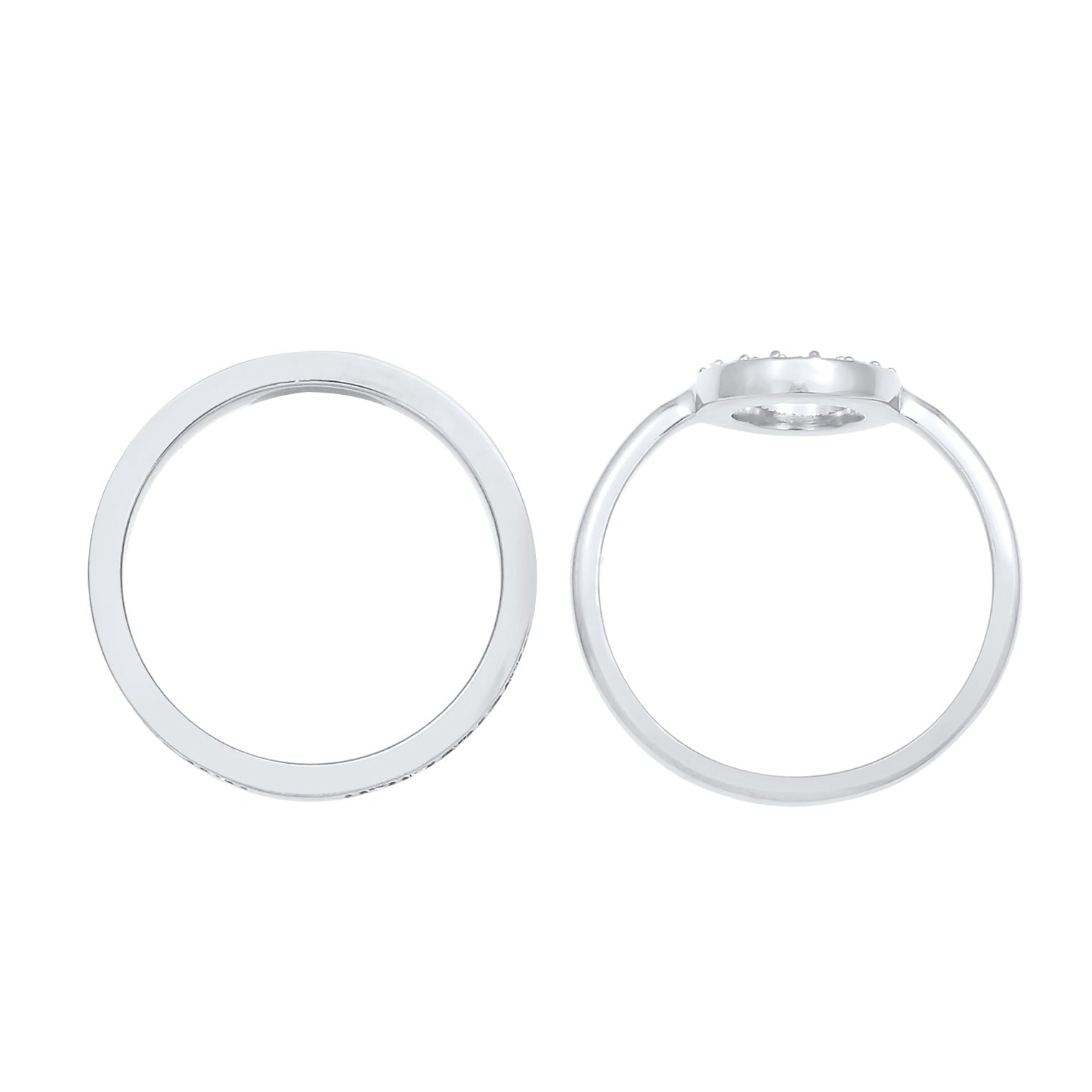 Silber - Elli PREMIUM | Ringset Kreis | Kristall ( Weiß ) | 925er Sterling Silber